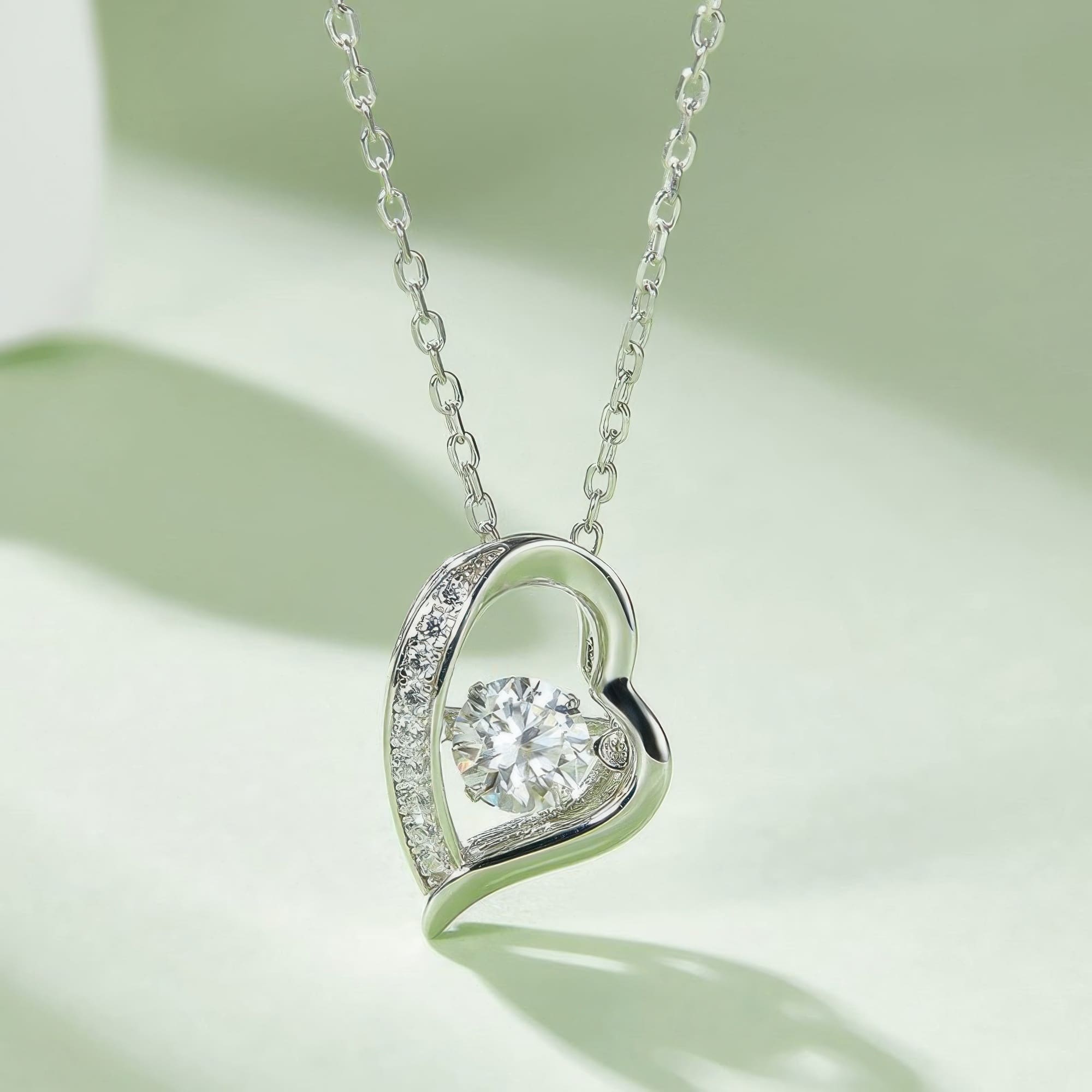 Heart Moissanite Pendant Necklace | 925 Sterling Silver 0.5ct Premium White Stone - Image 2