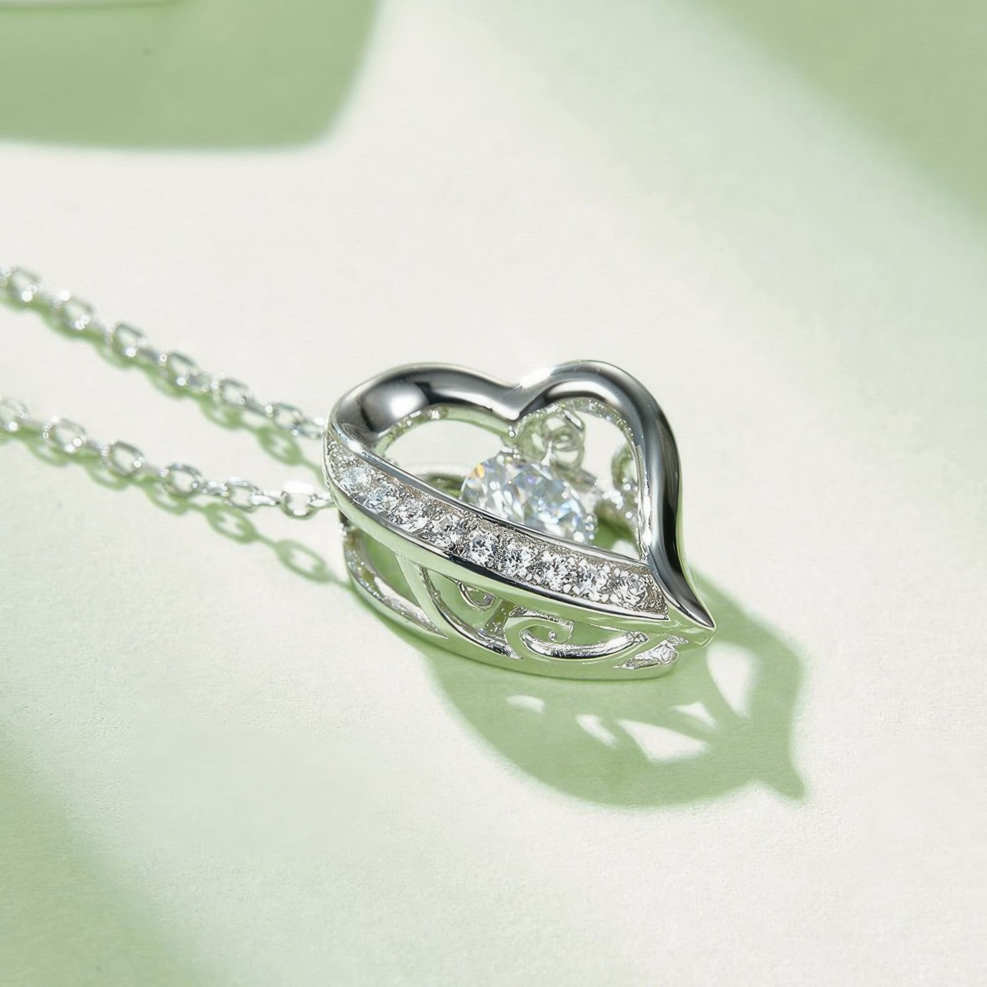 Heart Moissanite Pendant Necklace | 925 Sterling Silver 0.5ct Premium White Stone - Image 3