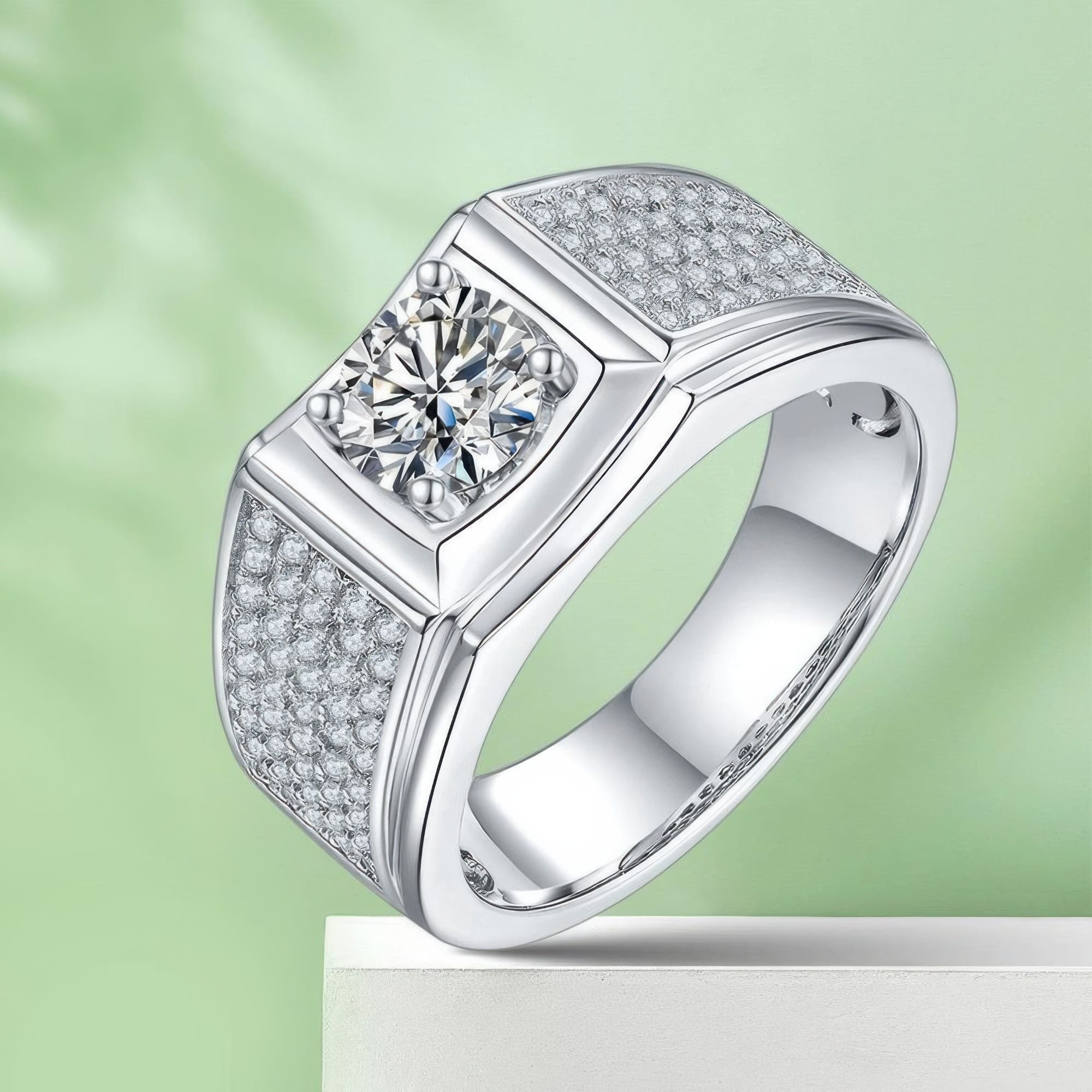 Men's 1 Carat Moissanite Ring | D Color Round Cut - Image 5