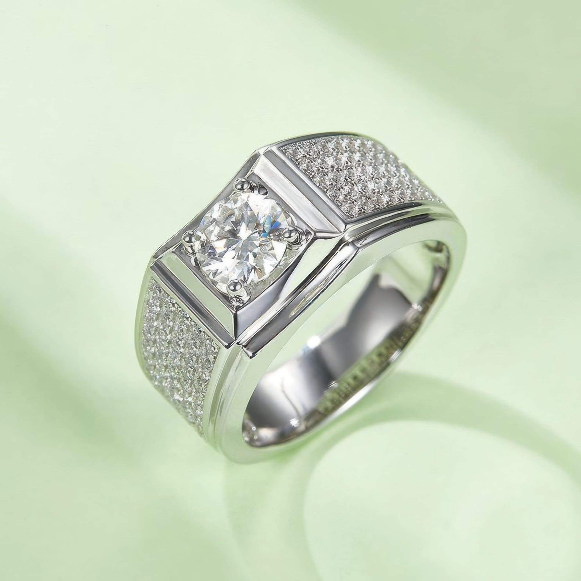Men's 1 Carat Moissanite Ring | D Color Round Cut - Image 2