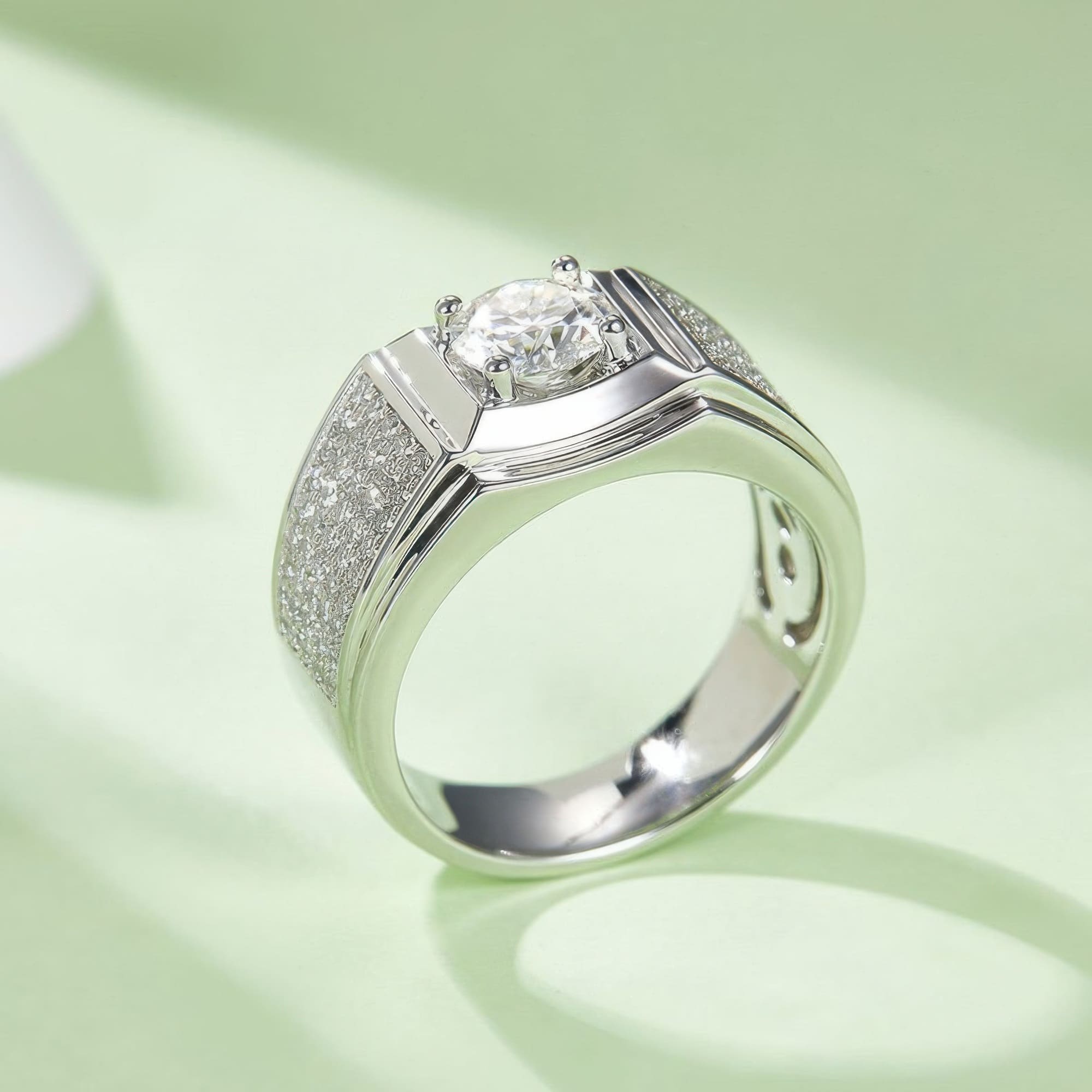 Men's 1 Carat Moissanite Ring | D Color Round Cut - Image 4