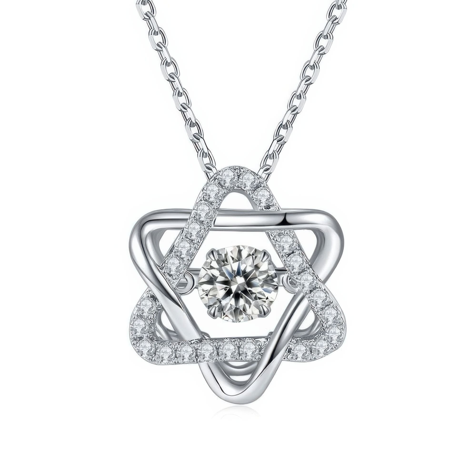 Star Moissanite Pendant Necklace | Floating Moissanite D Color | Minimalist Geometric Jewelry