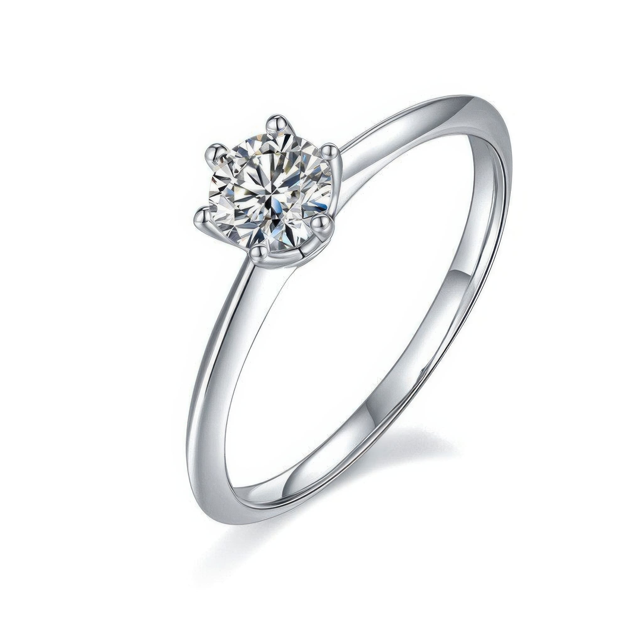 Classic Moissanite Solitaire Ring | 0.50ct Six-Prong