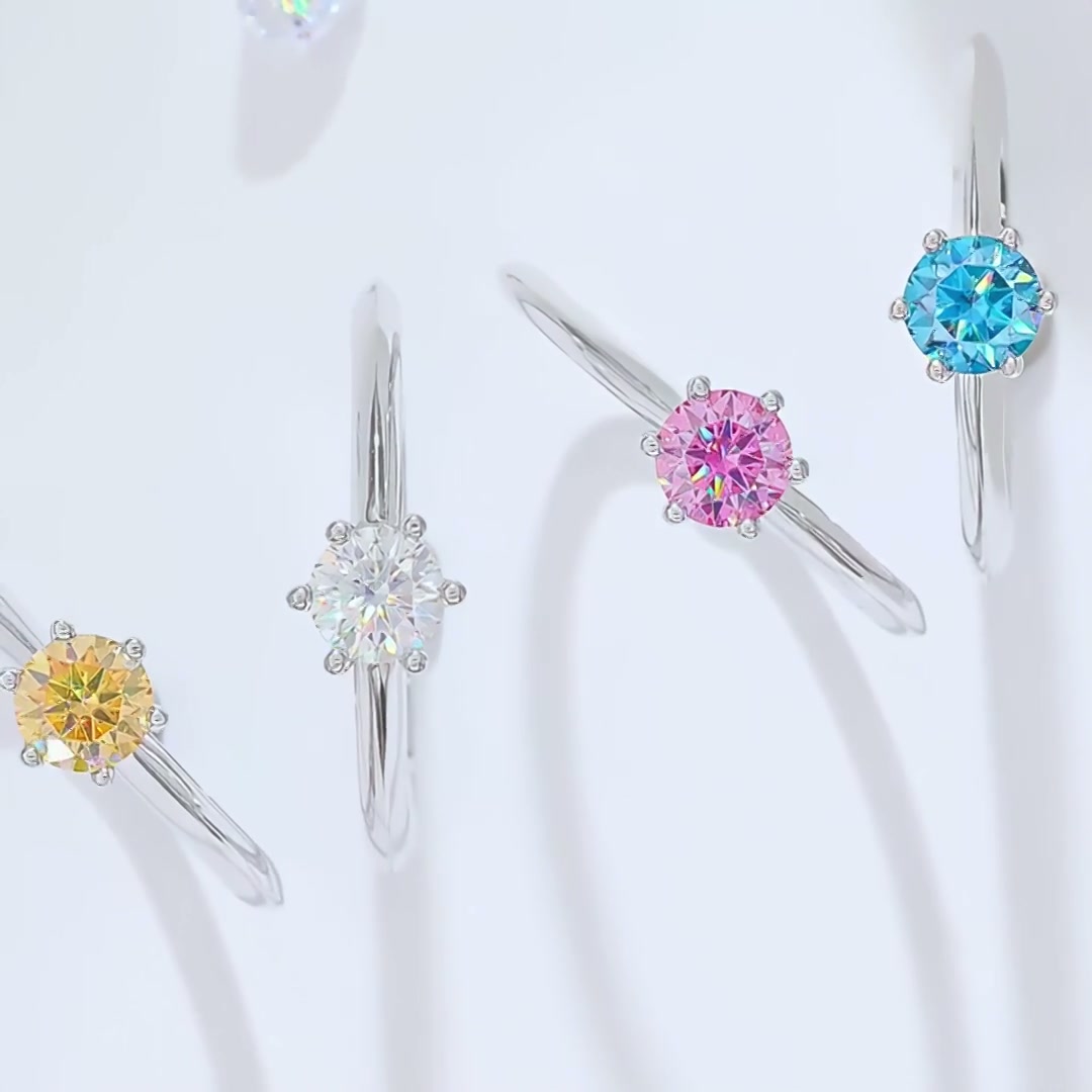 Classic Moissanite Solitaire Ring | 0.50ct Six-Prong product video thumbnail