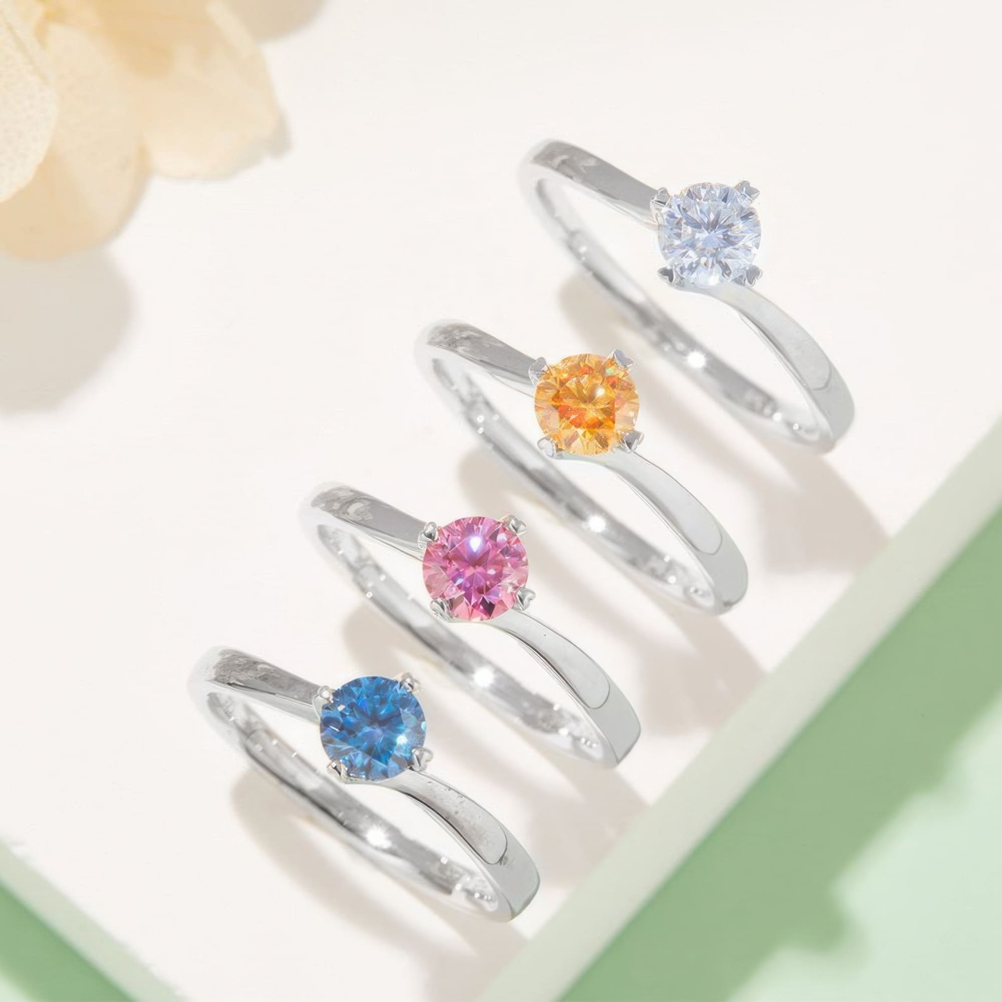 Twisted Moissanite Ring 925 Sterling Silver | 0.5ct Multi-Color Four-Prong Statement Ring - Image 2