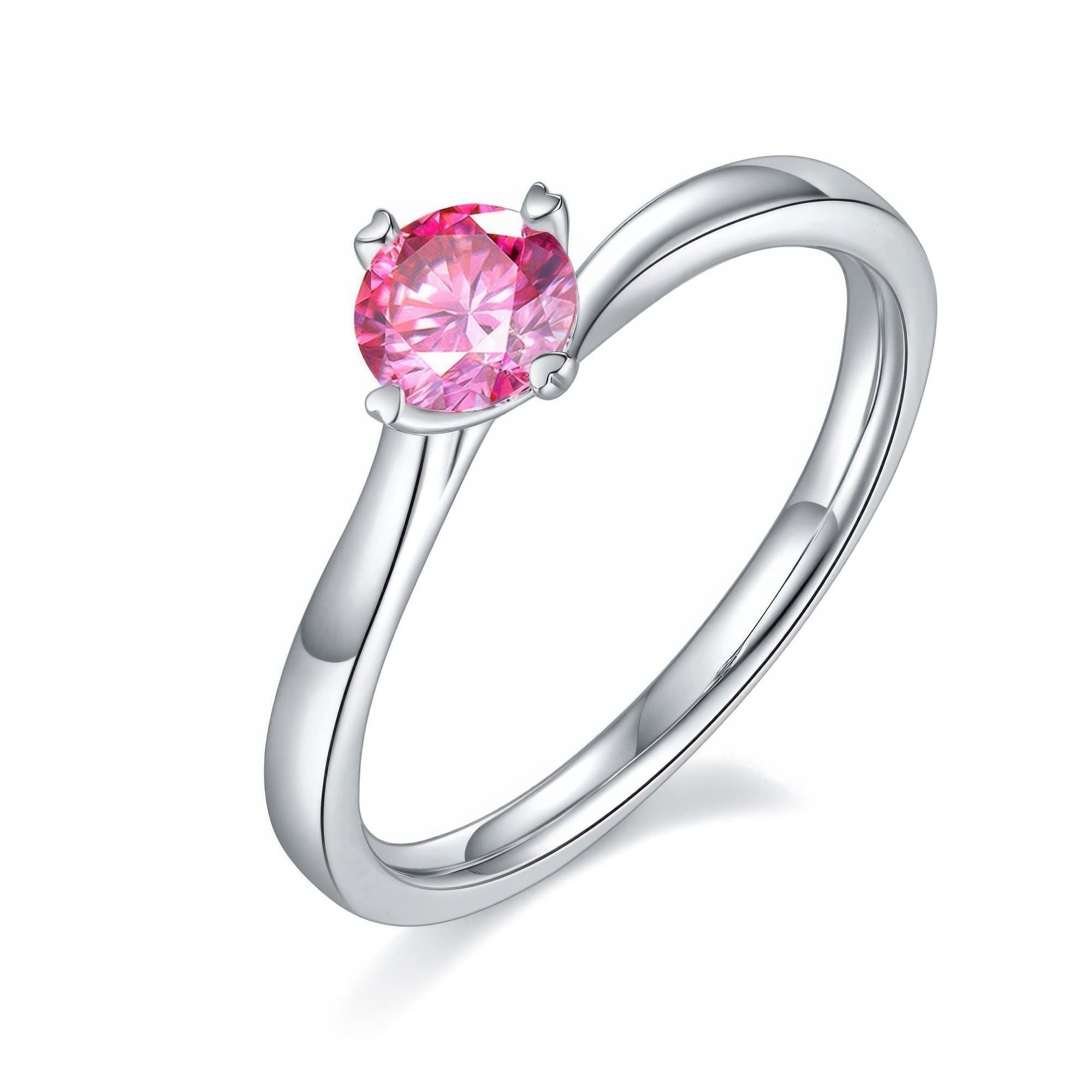 Twisted Moissanite Ring 925 Sterling Silver | 0.5ct Multi-Color Four-Prong Statement Ring - Image 3