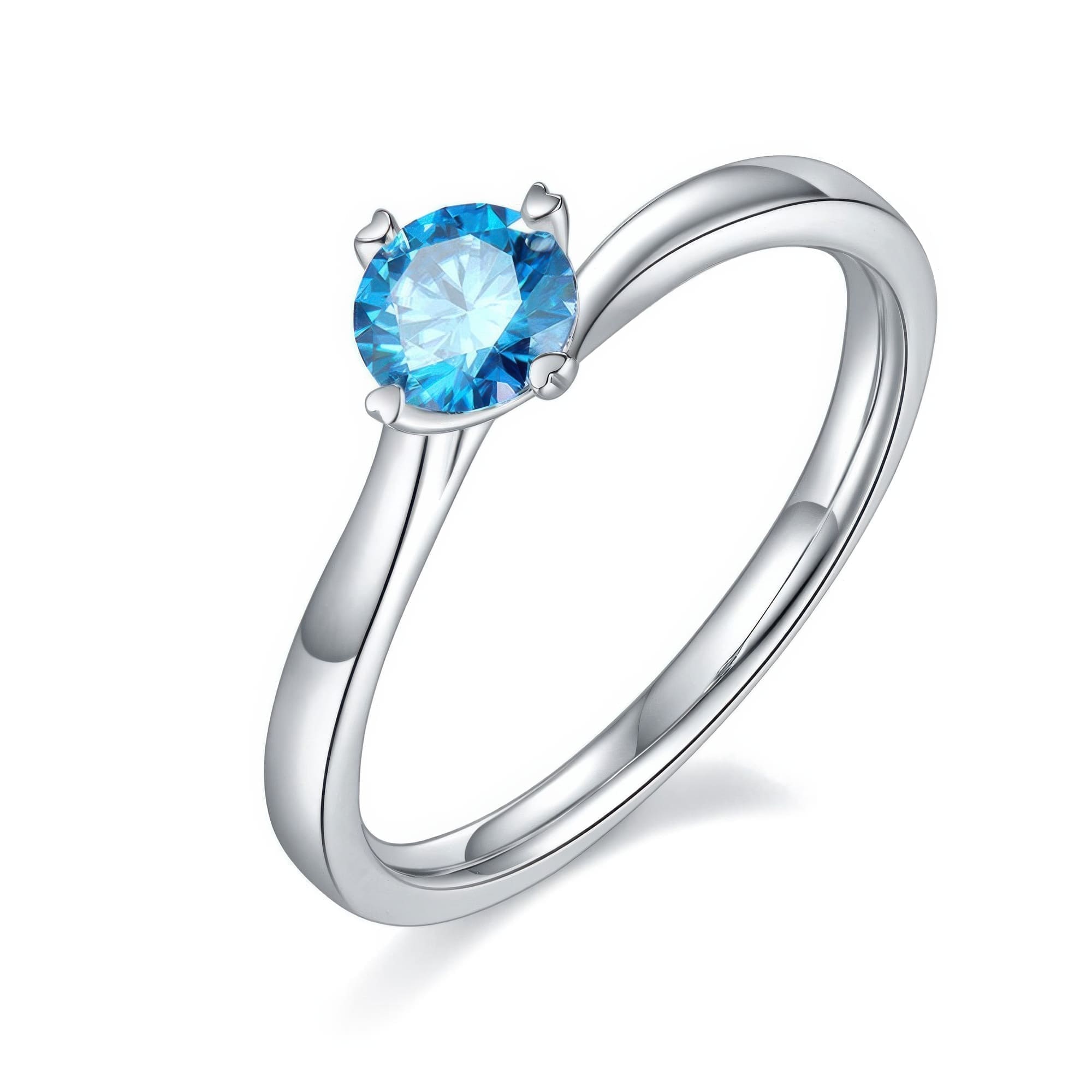 Twisted Moissanite Ring 925 Sterling Silver | 0.5ct Multi-Color Four-Prong Statement Ring - Image 5