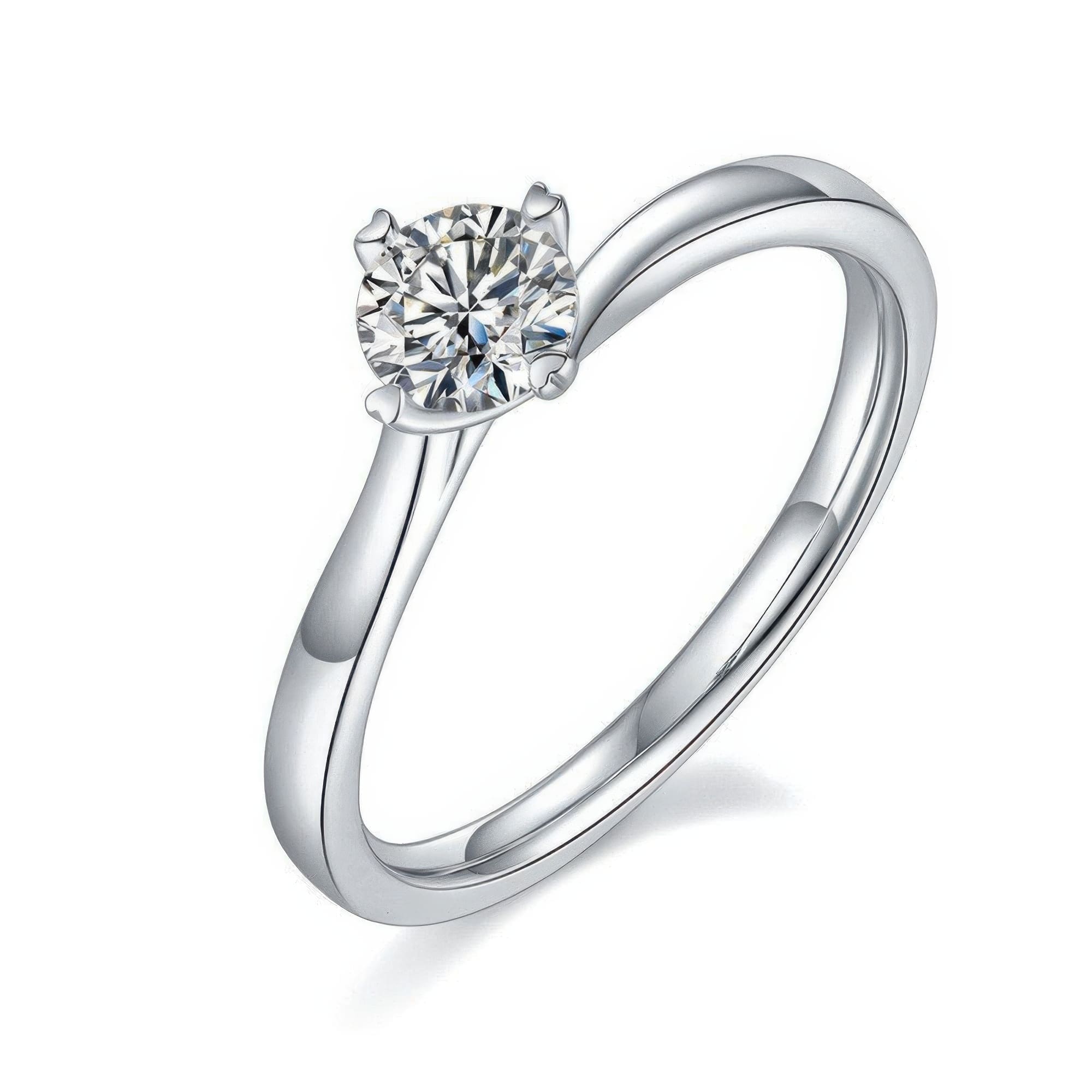 Twisted Moissanite Ring 925 Sterling Silver | 0.5ct Multi-Color Four-Prong Statement Ring