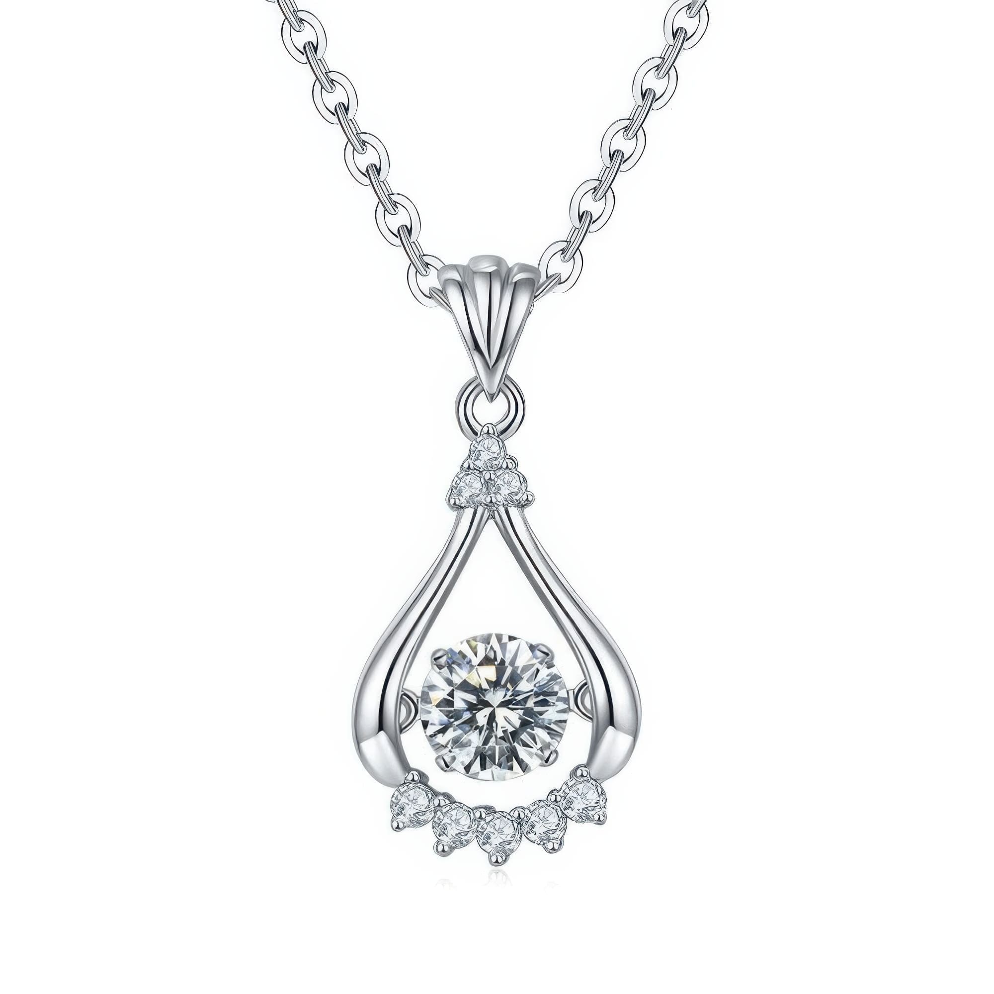 Dainty Moissanite Eye Pendant Necklace | 0.5ct Round Cut 925 Sterling Silver