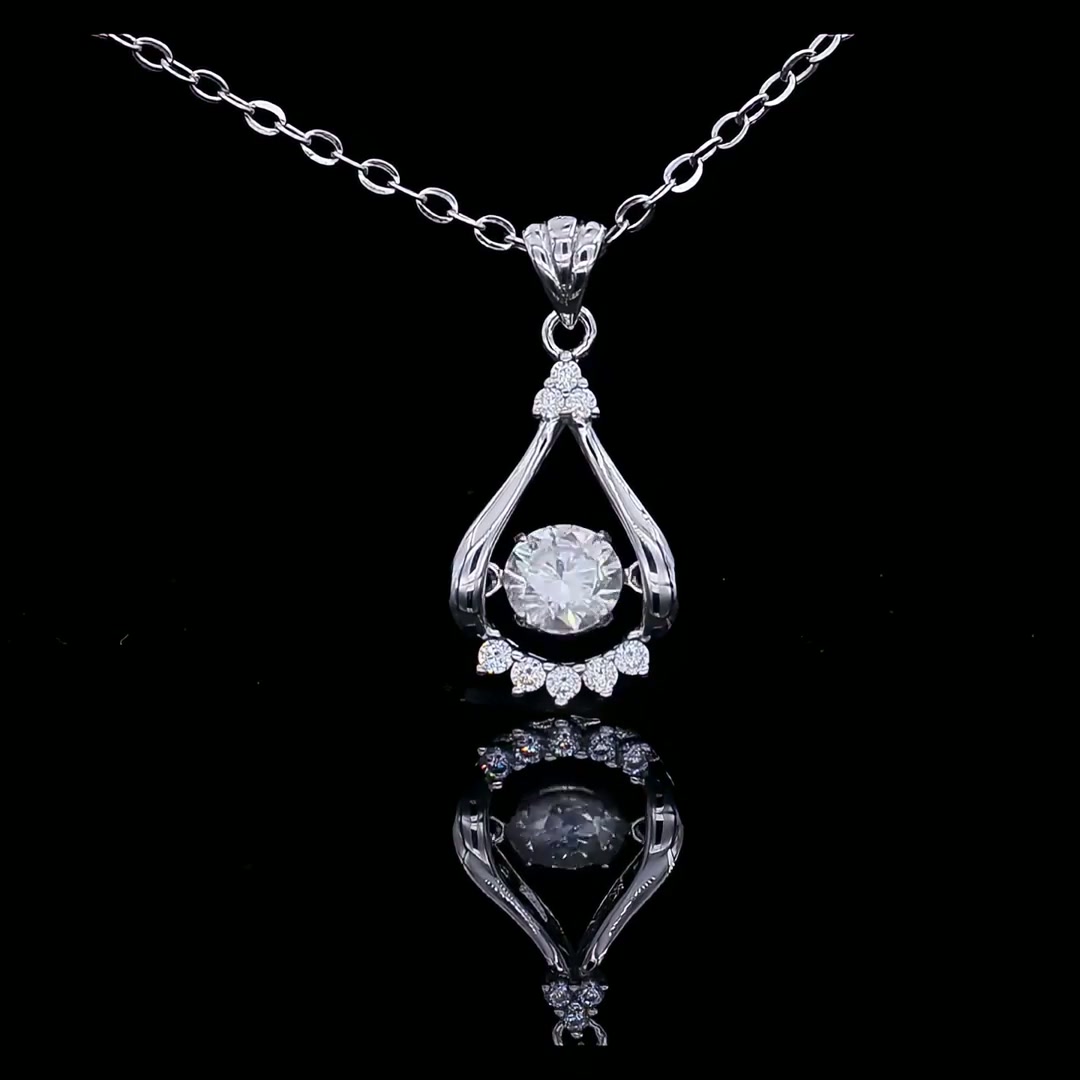 Dainty Moissanite Eye Pendant Necklace | 0.5ct Round Cut 925 Sterling Silver product video thumbnail