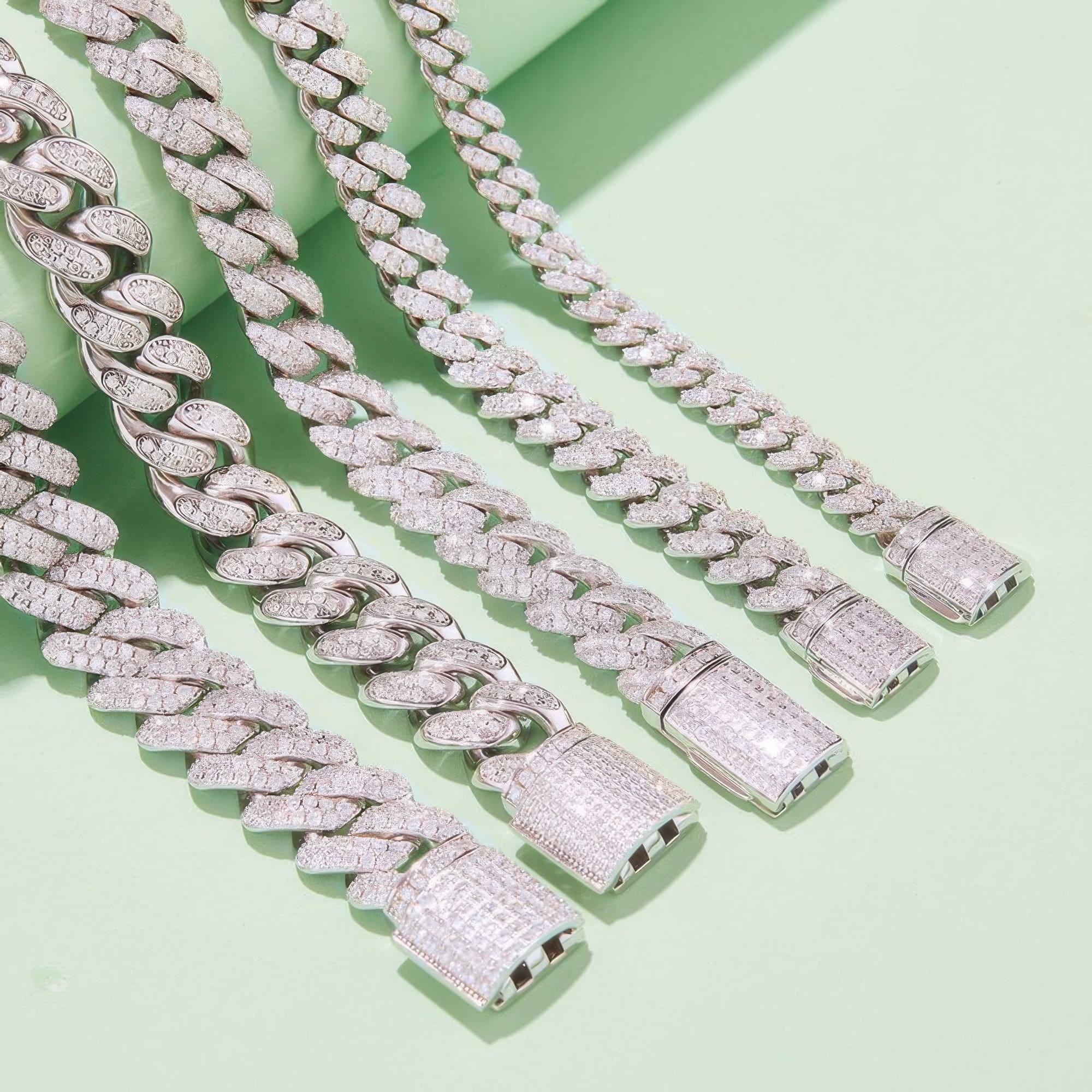 10mm Moissanite Cuban Link Chain – 925 Sterling Silver - alternate view