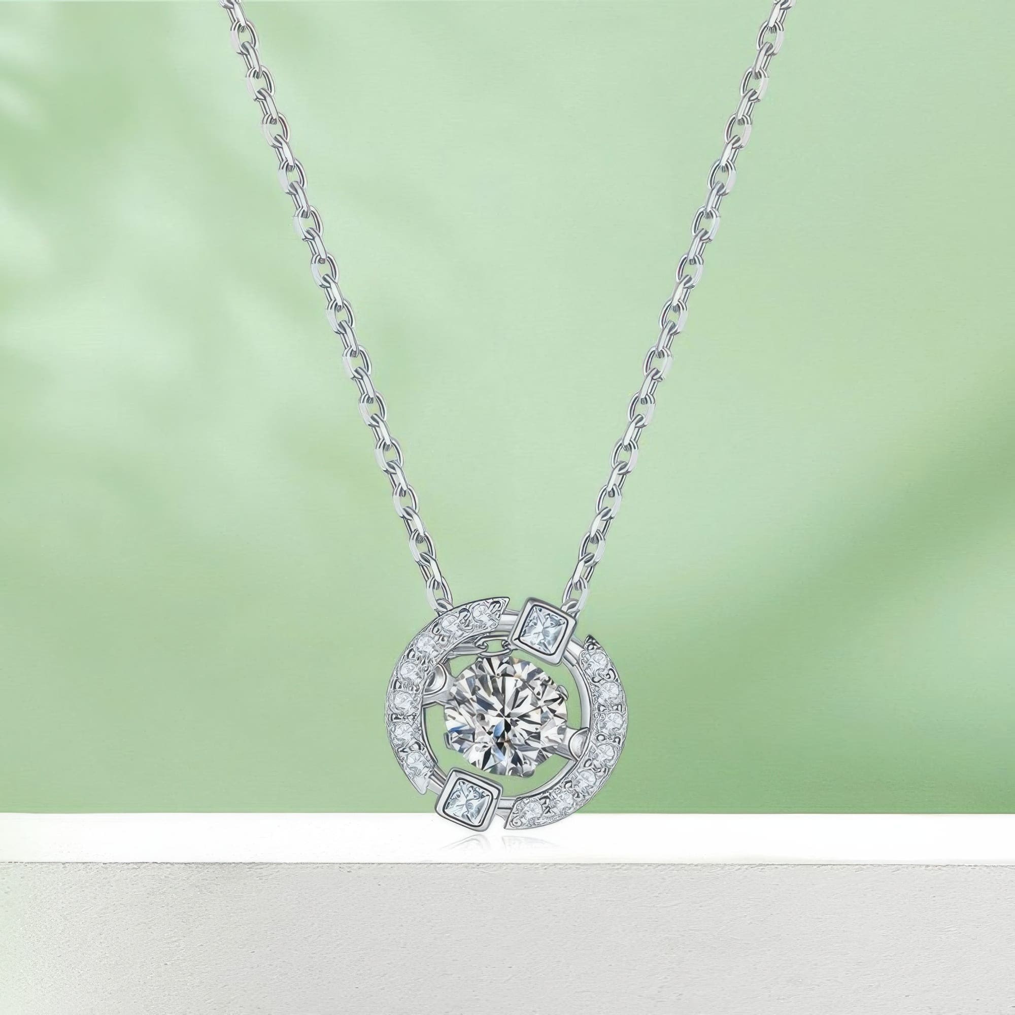 Round Pave Moissanite Circle Pendant | Geometric Pave Setting 0.50ct - Image 6