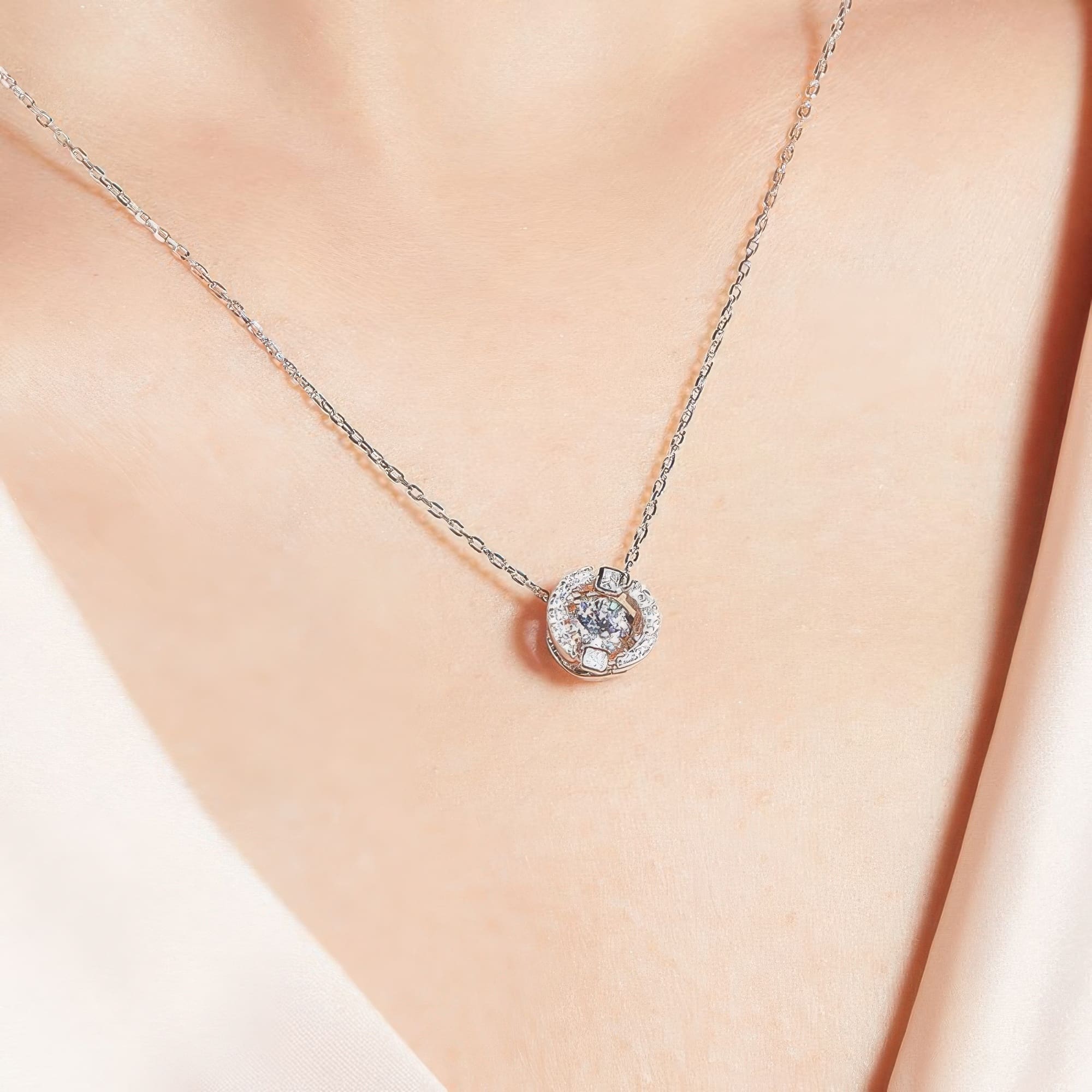 Round Pave Moissanite Circle Pendant | Geometric Pave Setting 0.50ct - Image 2