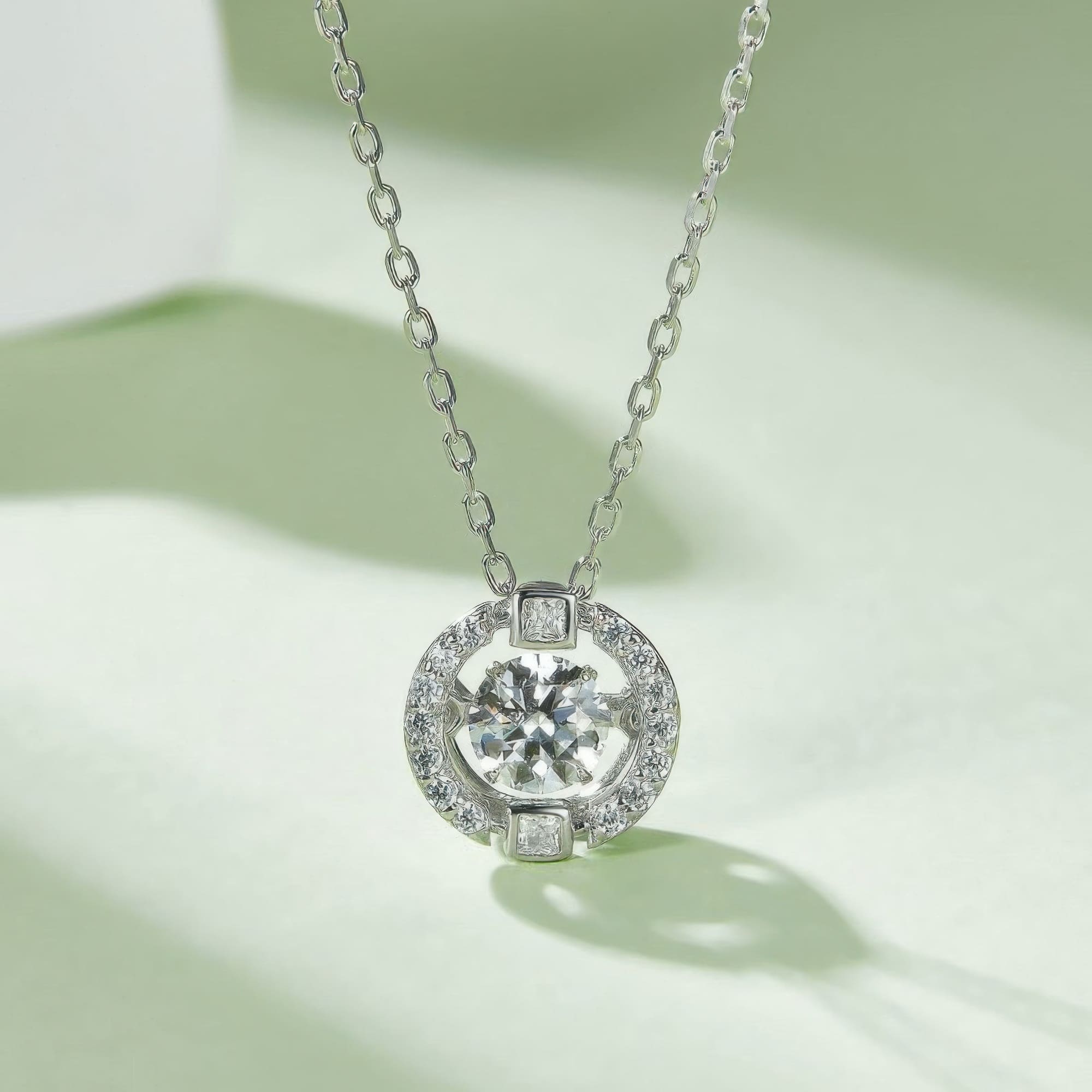 Round Pave Moissanite Circle Pendant | Geometric Pave Setting 0.50ct - Image 3