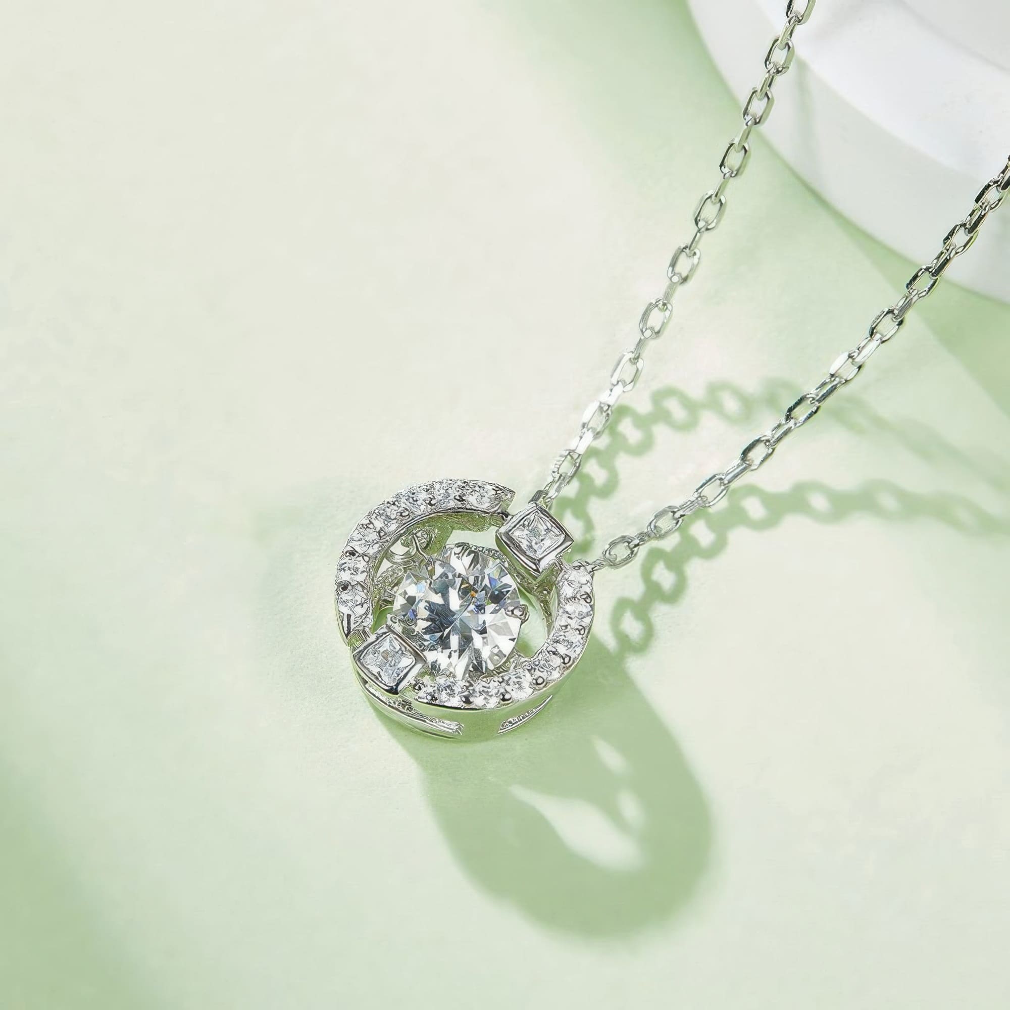Round Pave Moissanite Circle Pendant | Geometric Pave Setting 0.50ct - Image 4