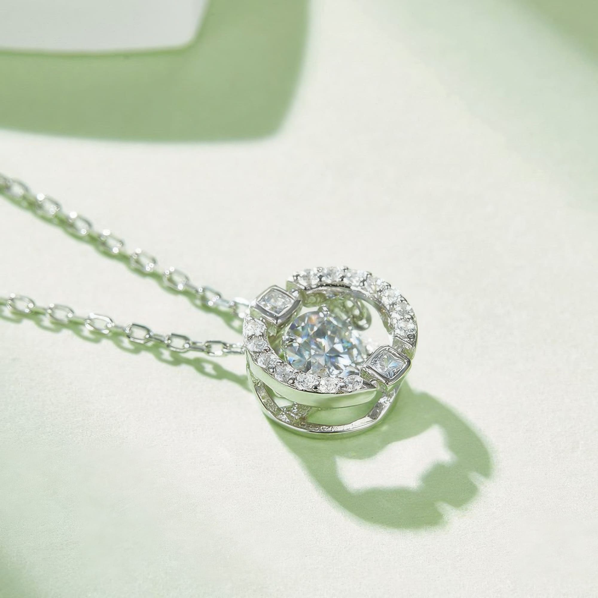 Round Pave Moissanite Circle Pendant | Geometric Pave Setting 0.50ct - Image 5