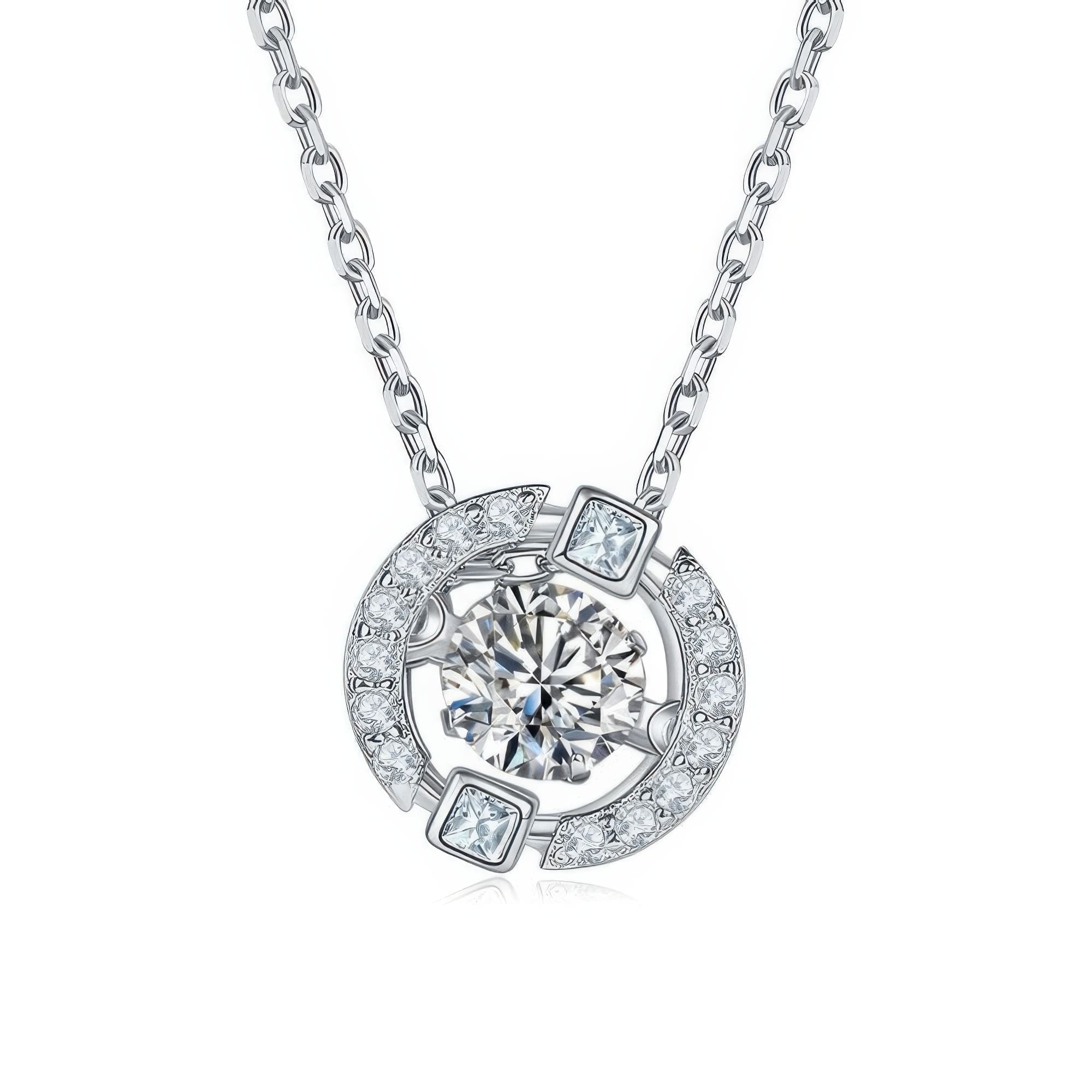 Round Pave Moissanite Circle Pendant | Geometric Pave Setting 0.50ct
