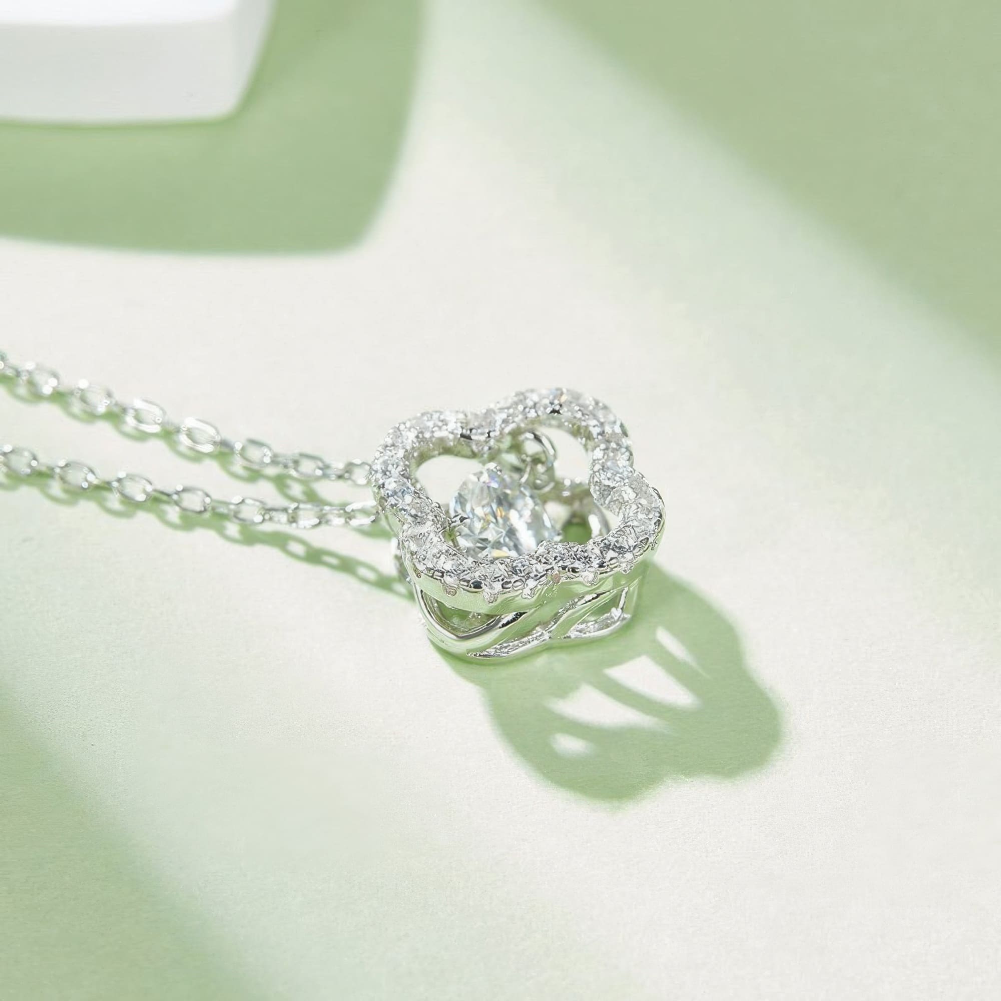 Four Leaf Clover Moissanite Necklace | Lucky Charm Moissanite Pendant | Hollow Design - Image 5