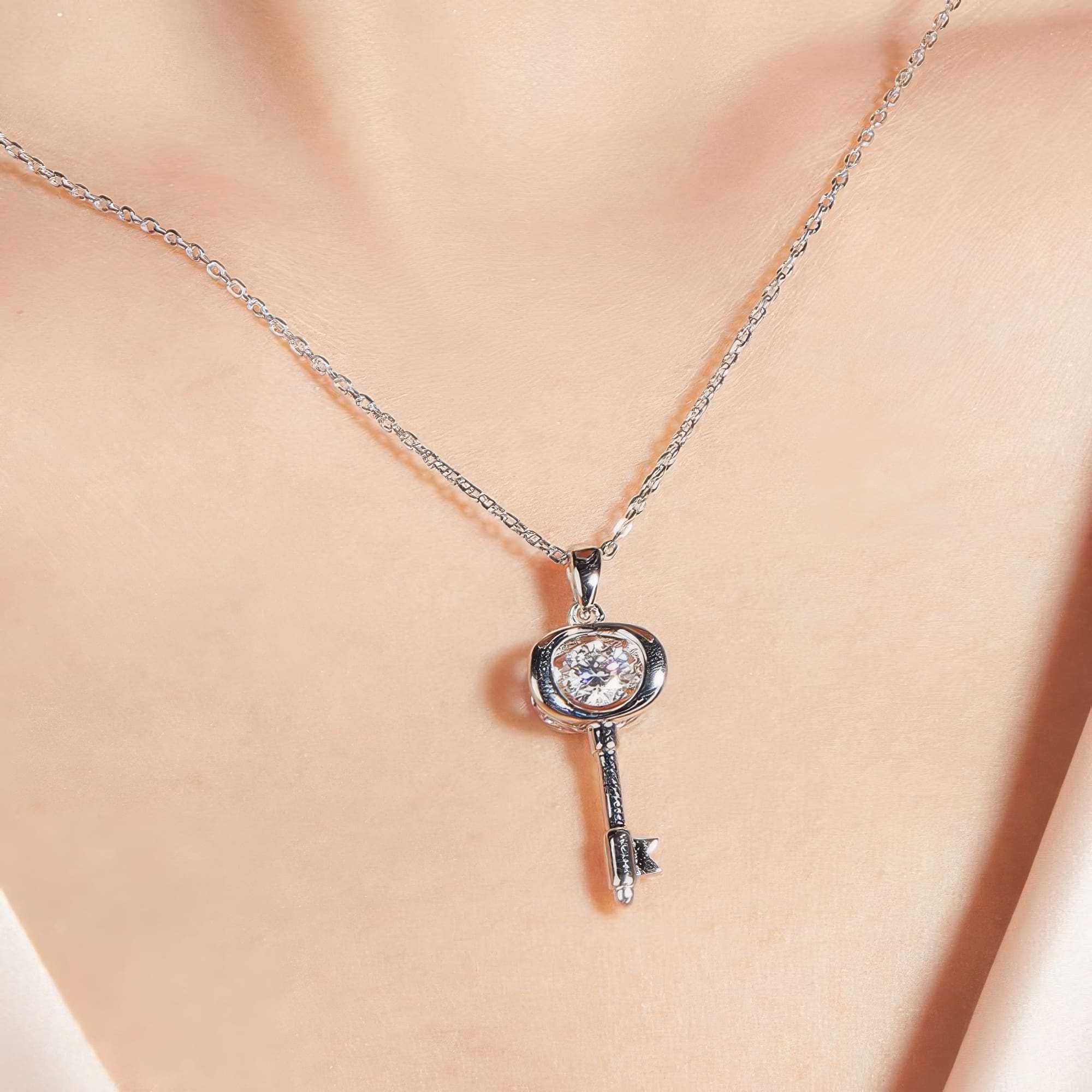 Geometric Lock Moissanite Pendant | Premium 0.5ct Moissanite Necklace | Unisex Fashion - Image 2