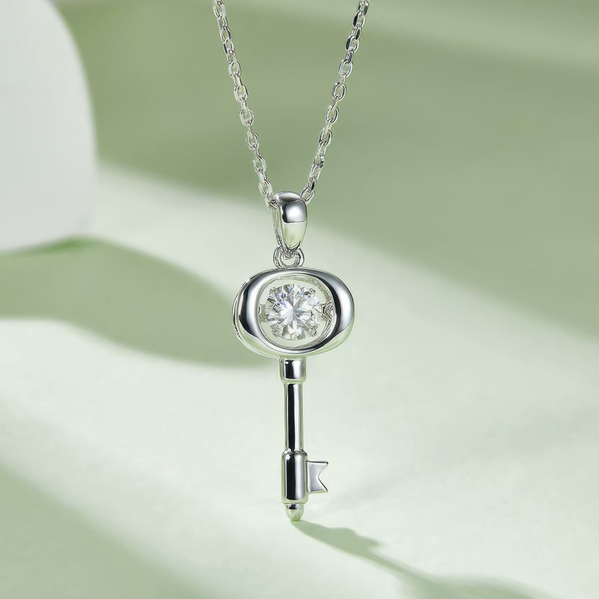 Geometric Lock Moissanite Pendant | Premium 0.5ct Moissanite Necklace | Unisex Fashion - Image 3