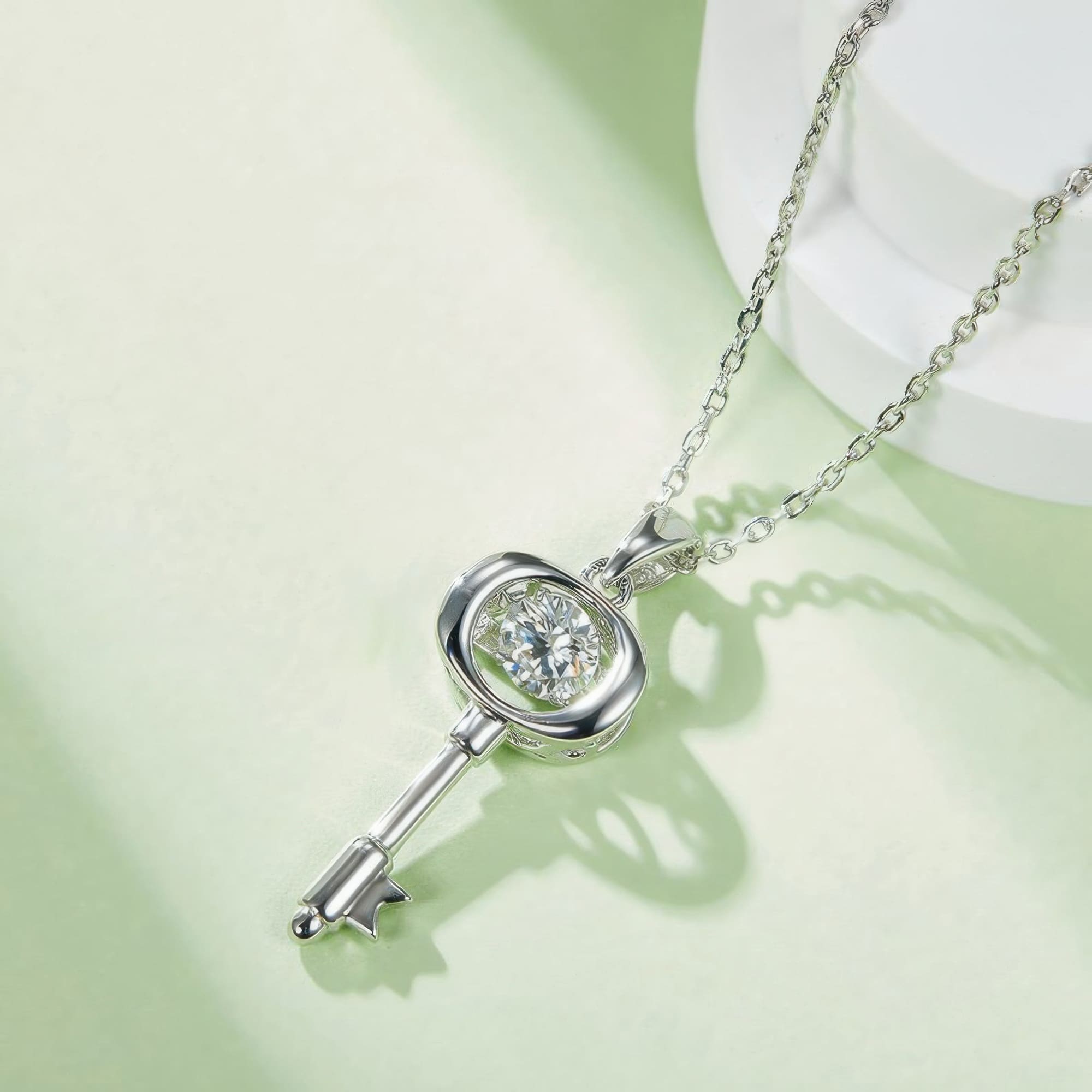 Geometric Lock Moissanite Pendant | Premium 0.5ct Moissanite Necklace | Unisex Fashion - Image 4