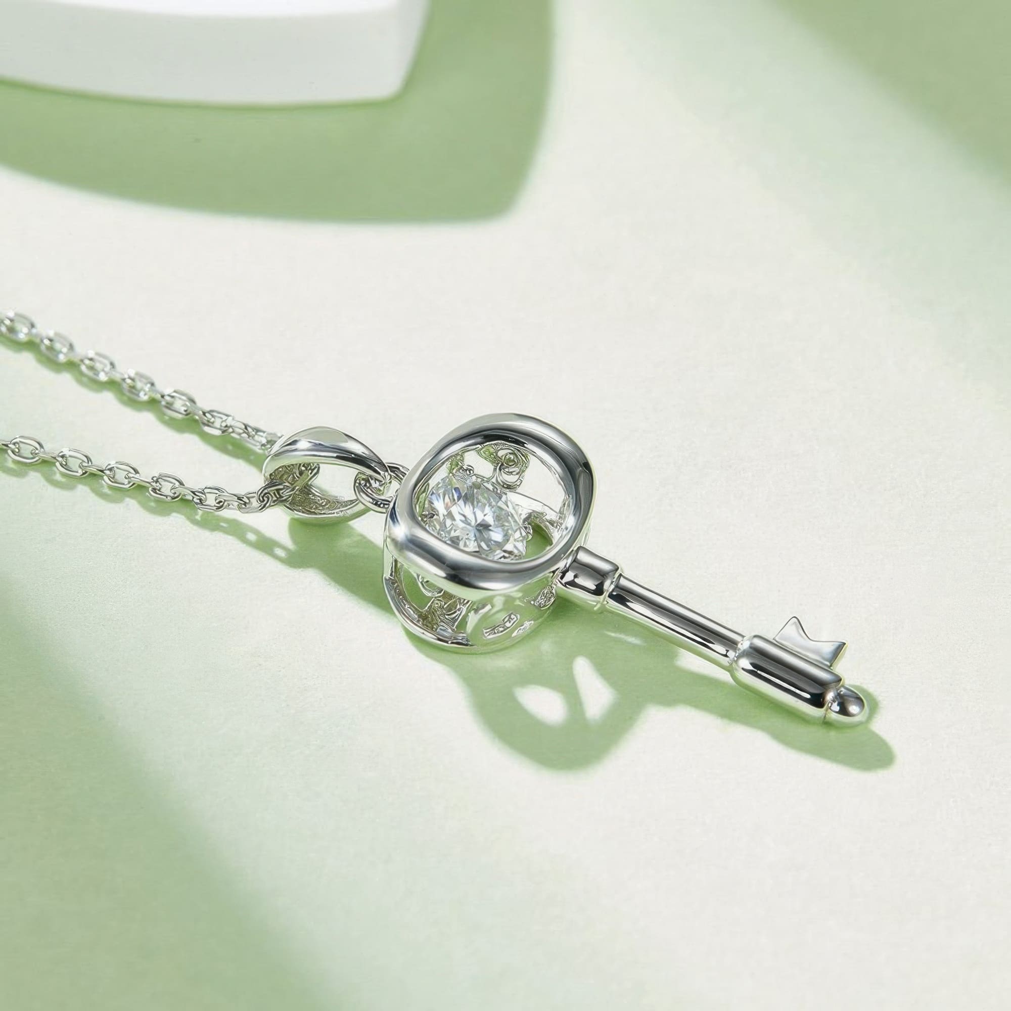 Geometric Lock Moissanite Pendant | Premium 0.5ct Moissanite Necklace | Unisex Fashion - Image 5