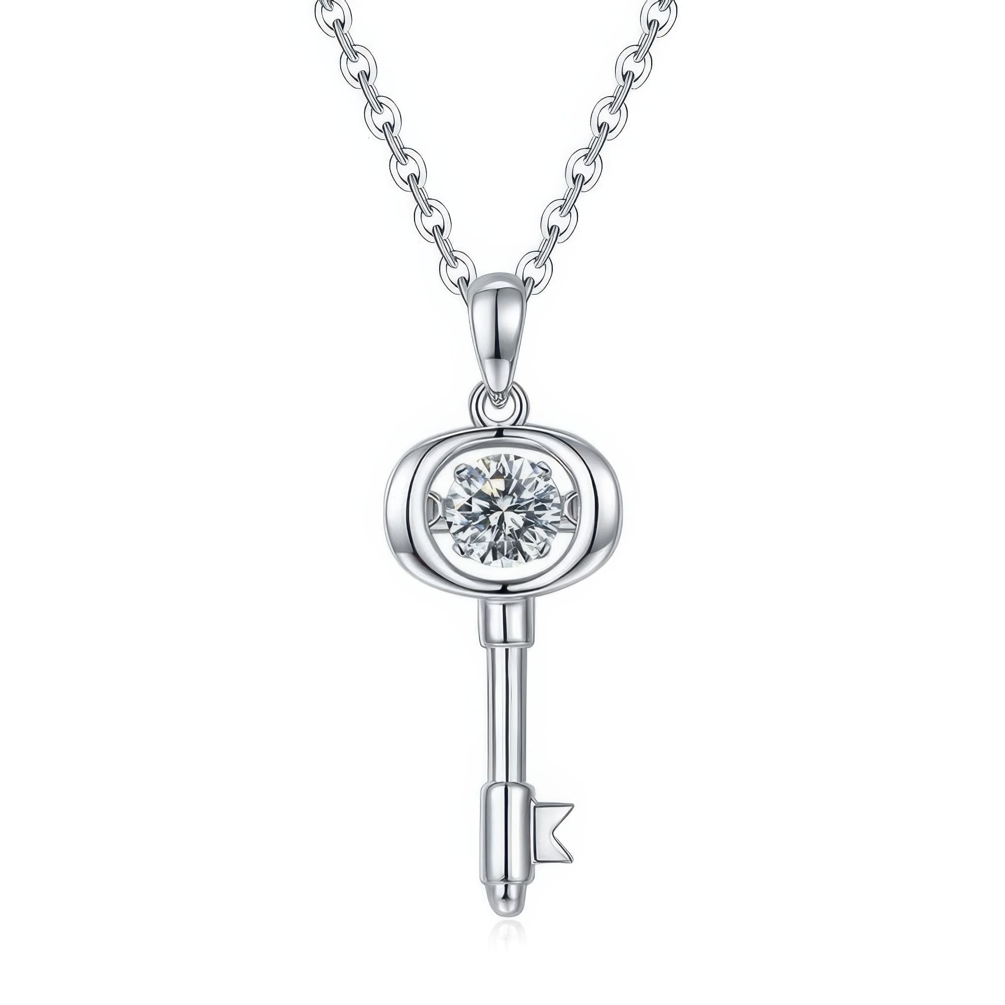Geometric Lock Moissanite Pendant | Premium 0.5ct Moissanite Necklace | Unisex Fashion