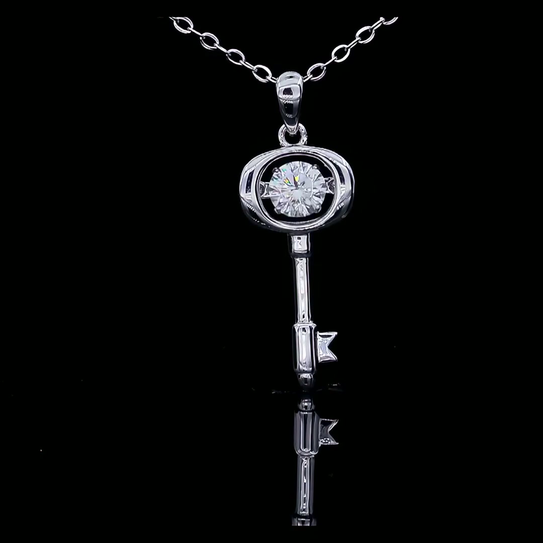 Geometric Lock Moissanite Pendant | Premium 0.5ct Moissanite Necklace | Unisex Fashion product video thumbnail