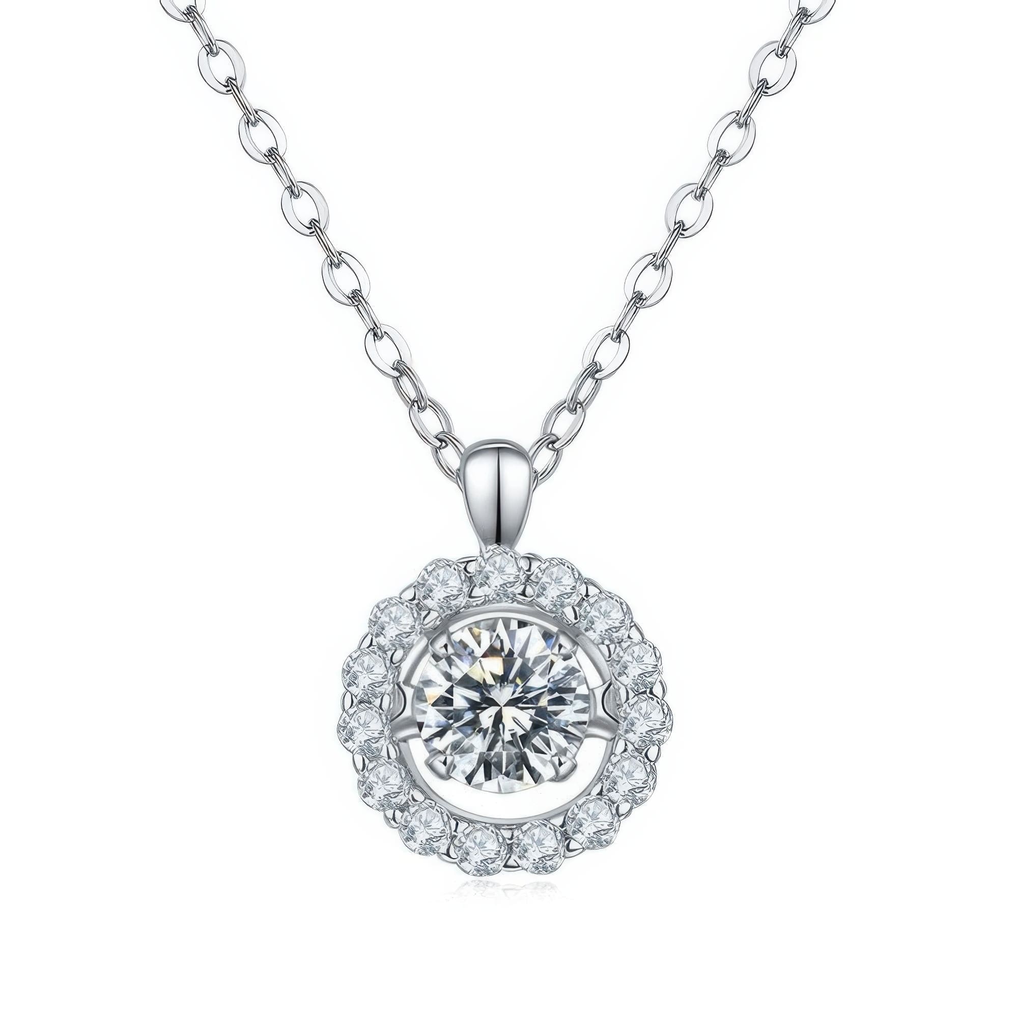 Floating Circle Moissanite Necklace | 925 Sterling Silver Geometric Pendant