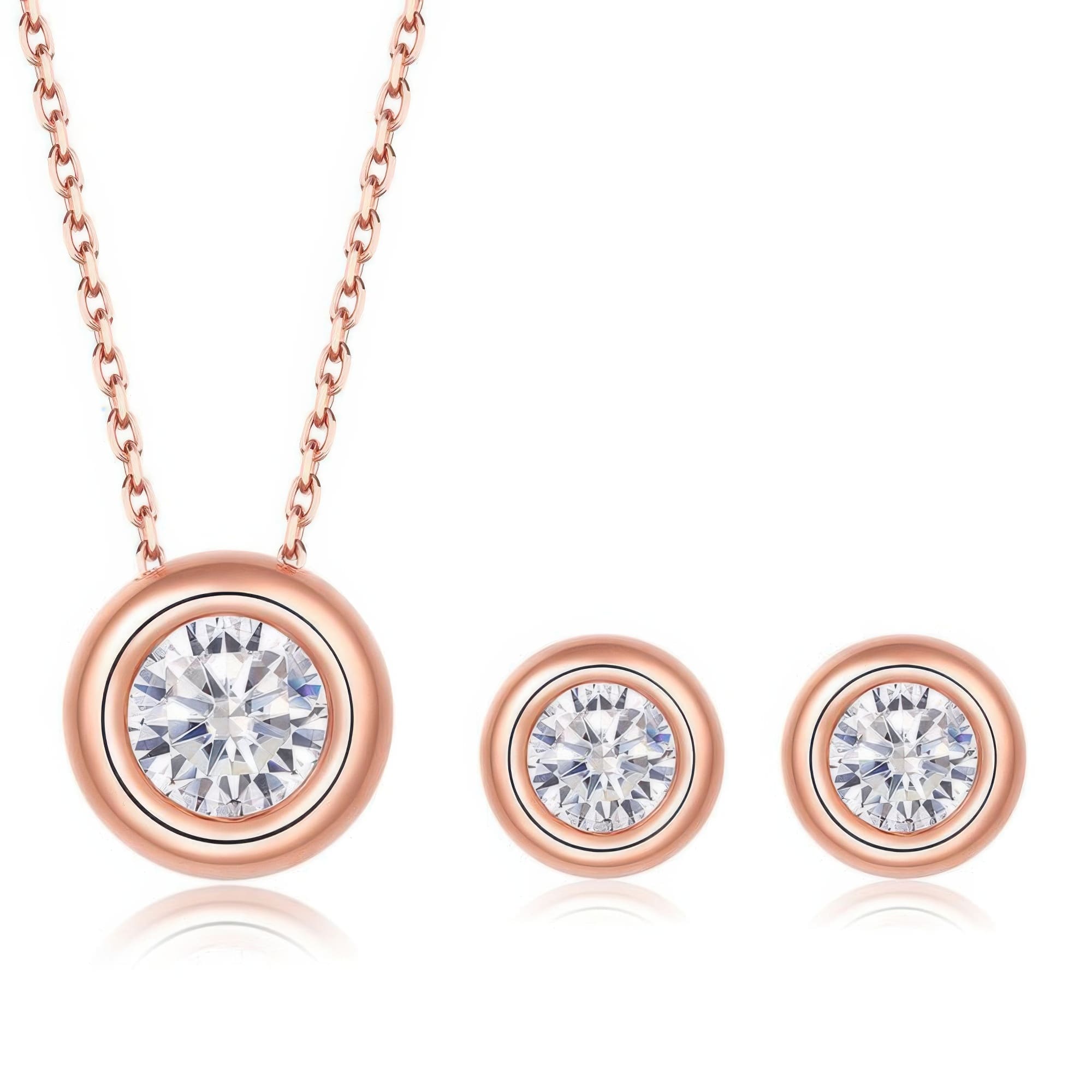 Water Bubble Moissanite Jewelry Set | 925 Silver Rose Gold Plated 2CT Diamond Alternative
