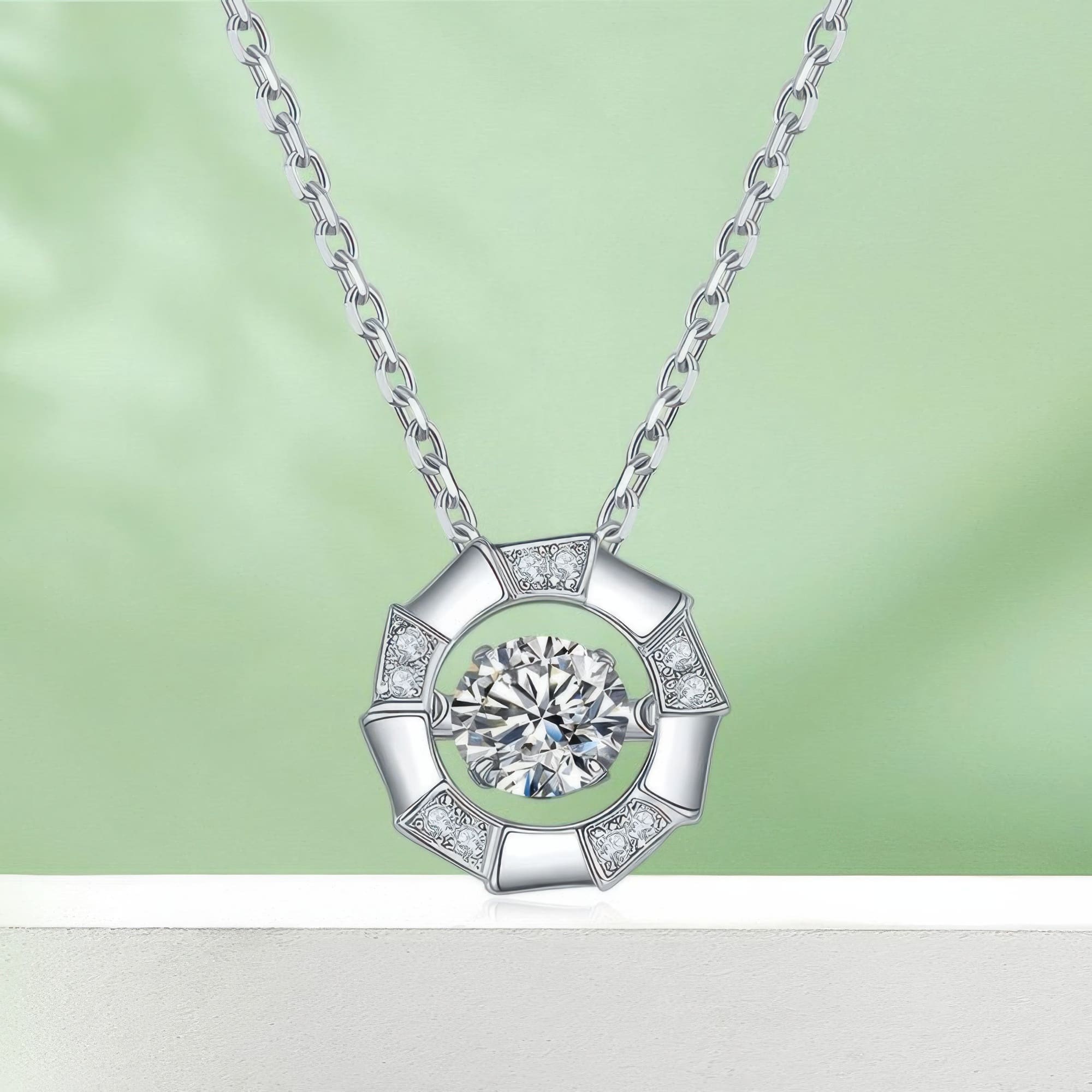 Medusa Moissanite Pendant Necklace | Dainty 0.5ct Moissanite Round Geometric Necklace - Image 6