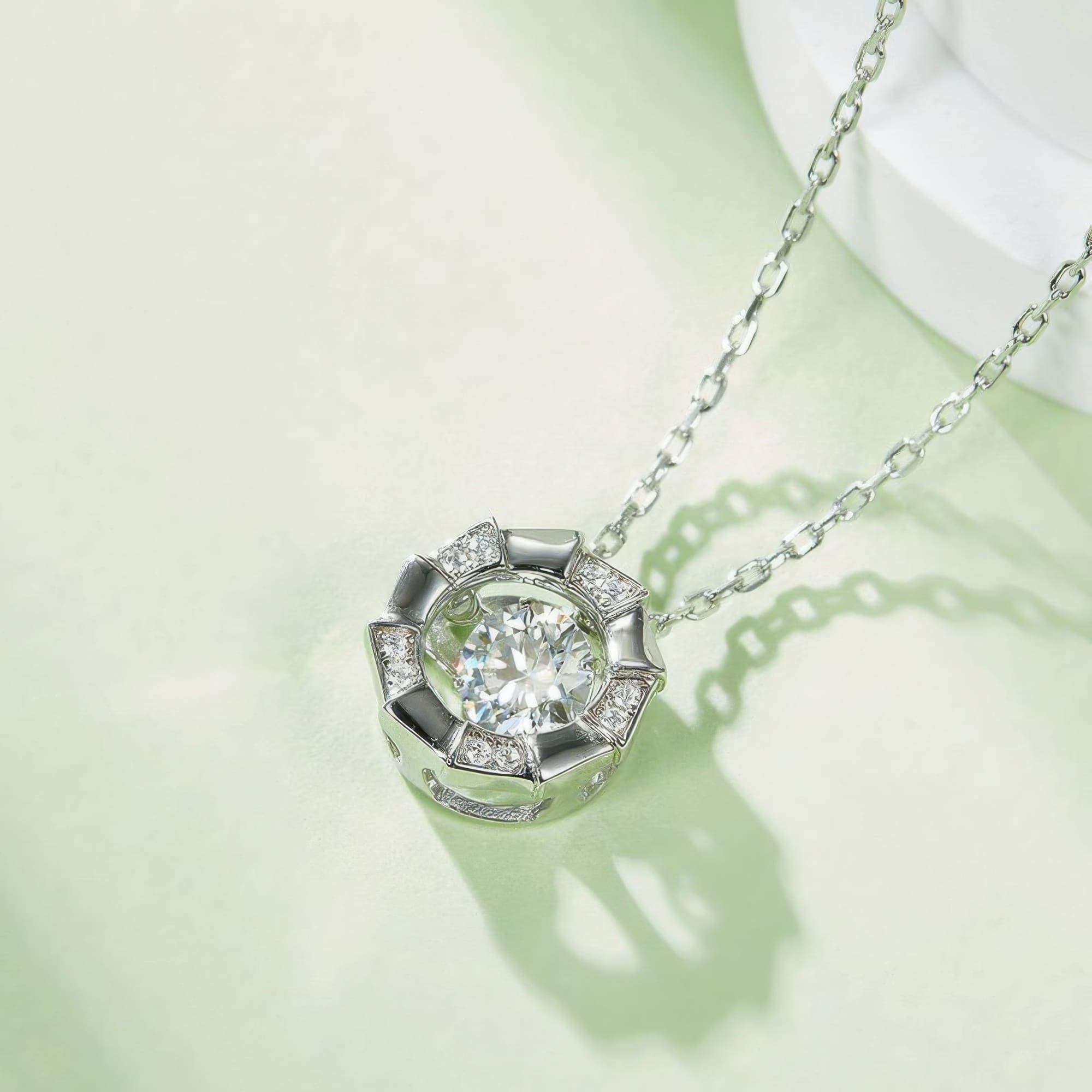 Medusa Moissanite Pendant Necklace | Dainty 0.5ct Moissanite Round Geometric Necklace - Image 4