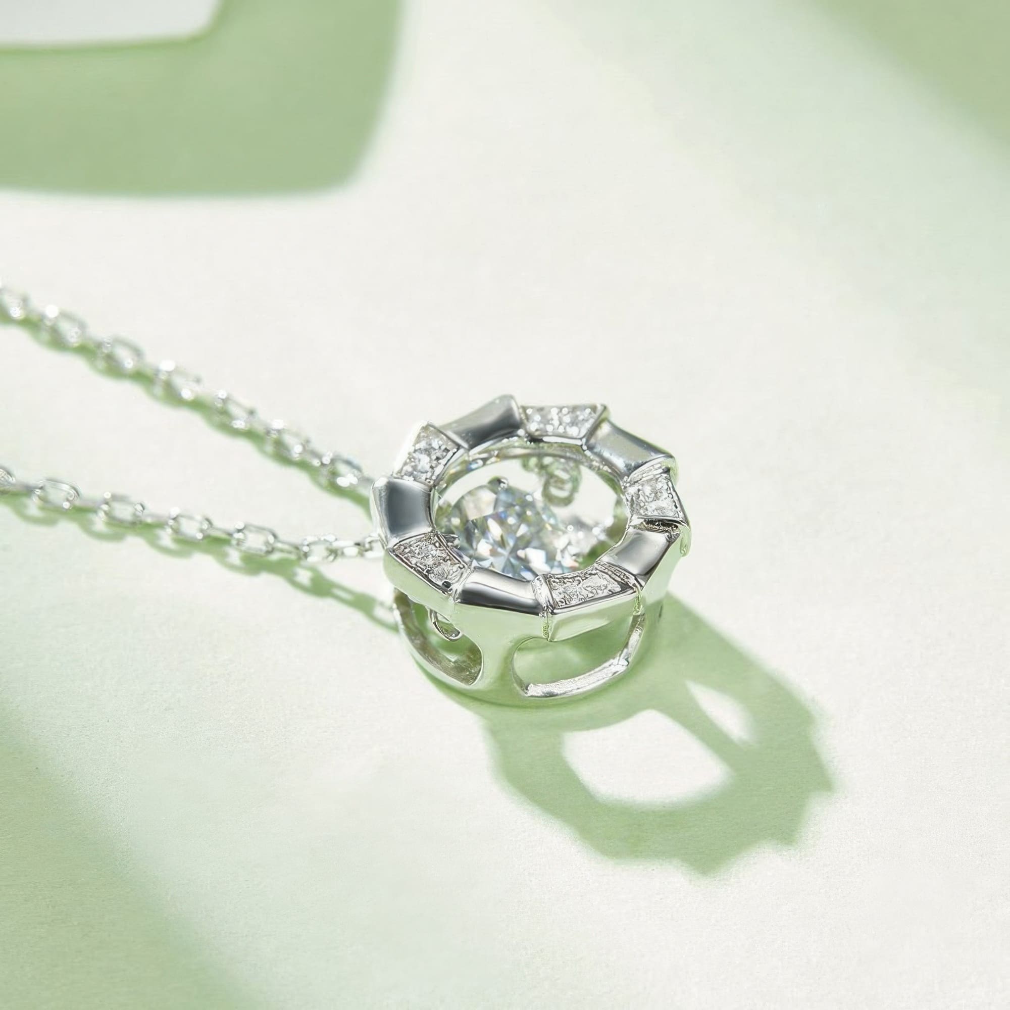 Medusa Moissanite Pendant Necklace | Dainty 0.5ct Moissanite Round Geometric Necklace - Image 5