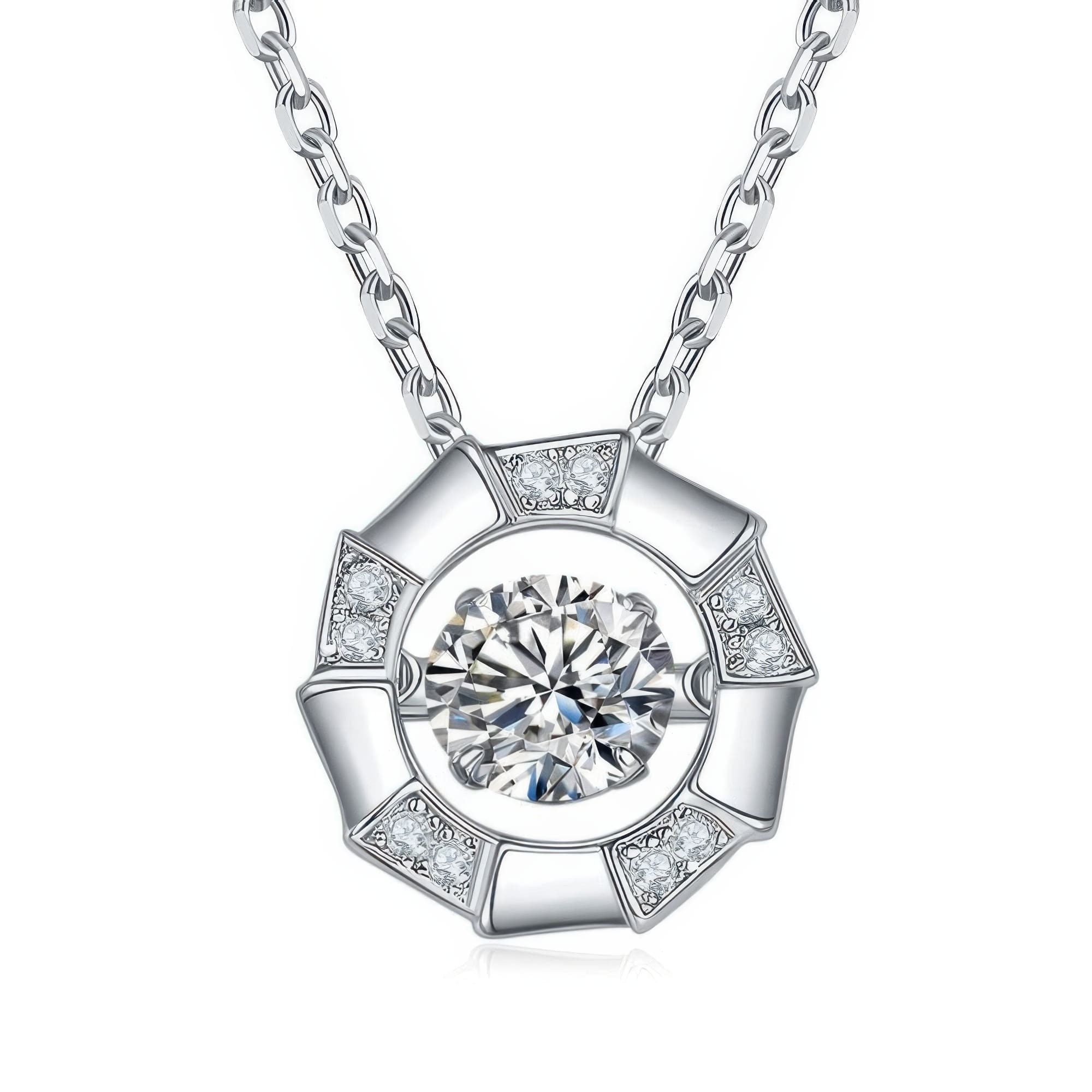 Medusa Moissanite Pendant Necklace | Dainty 0.5ct Moissanite Round Geometric Necklace