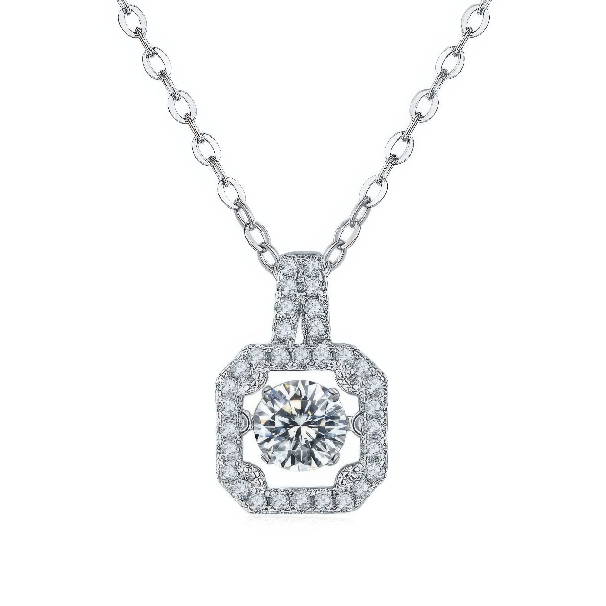 Princess Cut Moissanite Pendant Necklace | Modern Geometric 925 Sterling Silver