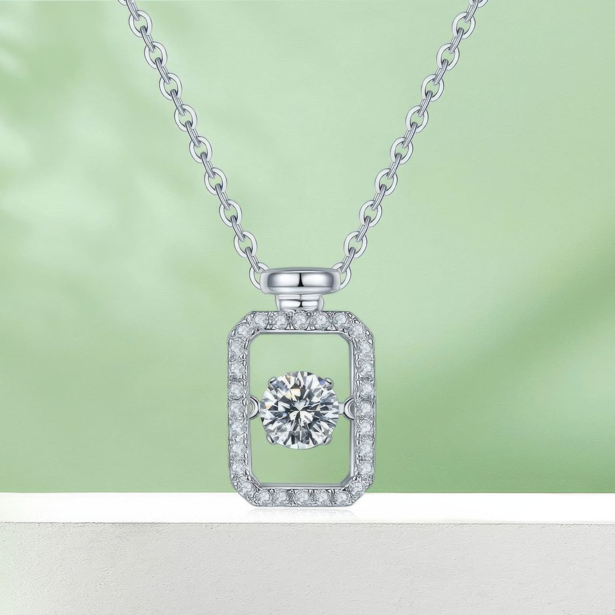 Heart Bottle Moissanite Pendant Necklace | Modern Geometric Design 925 Sterling Silver 0.5ct - Image 5