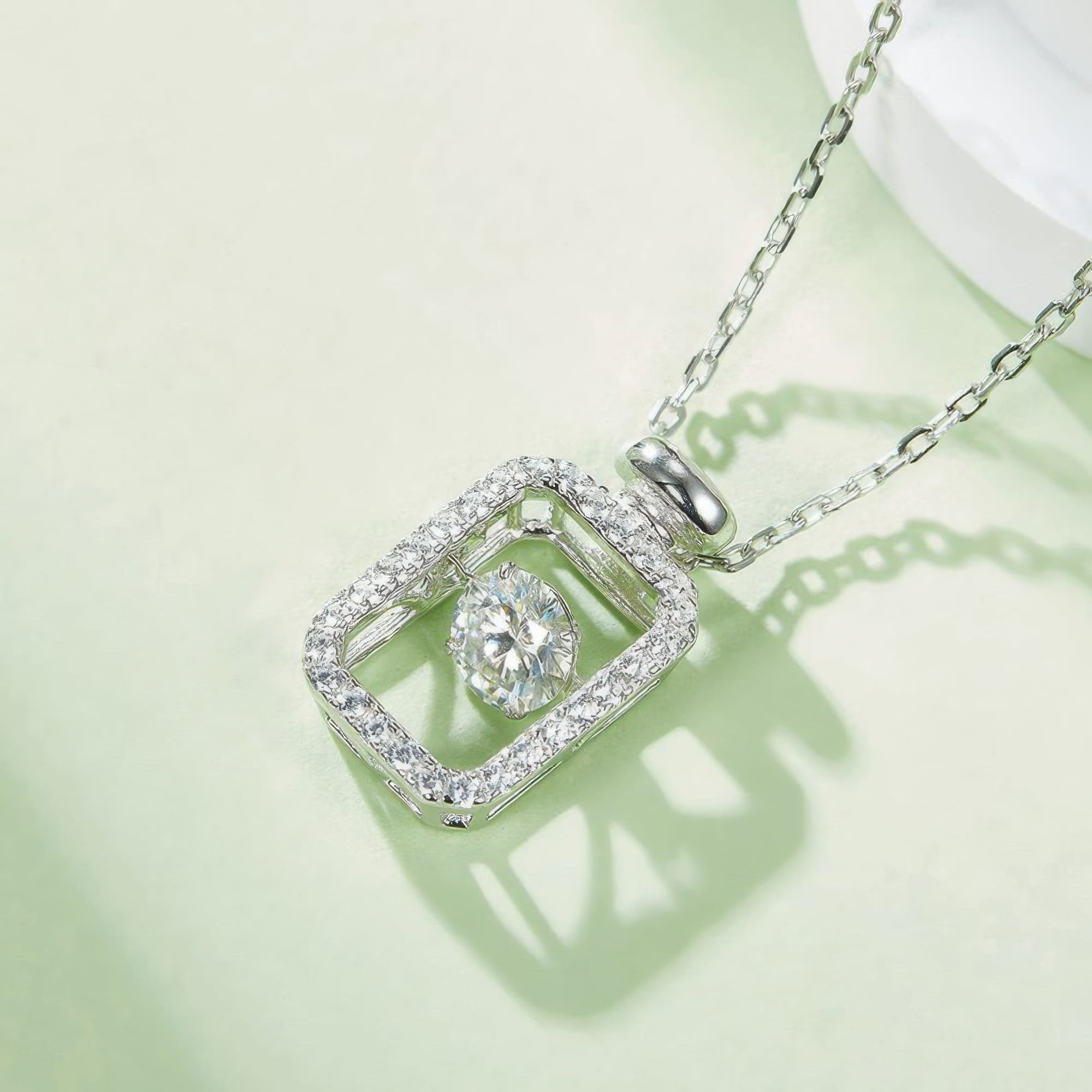 Heart Bottle Moissanite Pendant Necklace | Modern Geometric Design 925 Sterling Silver 0.5ct - Image 4
