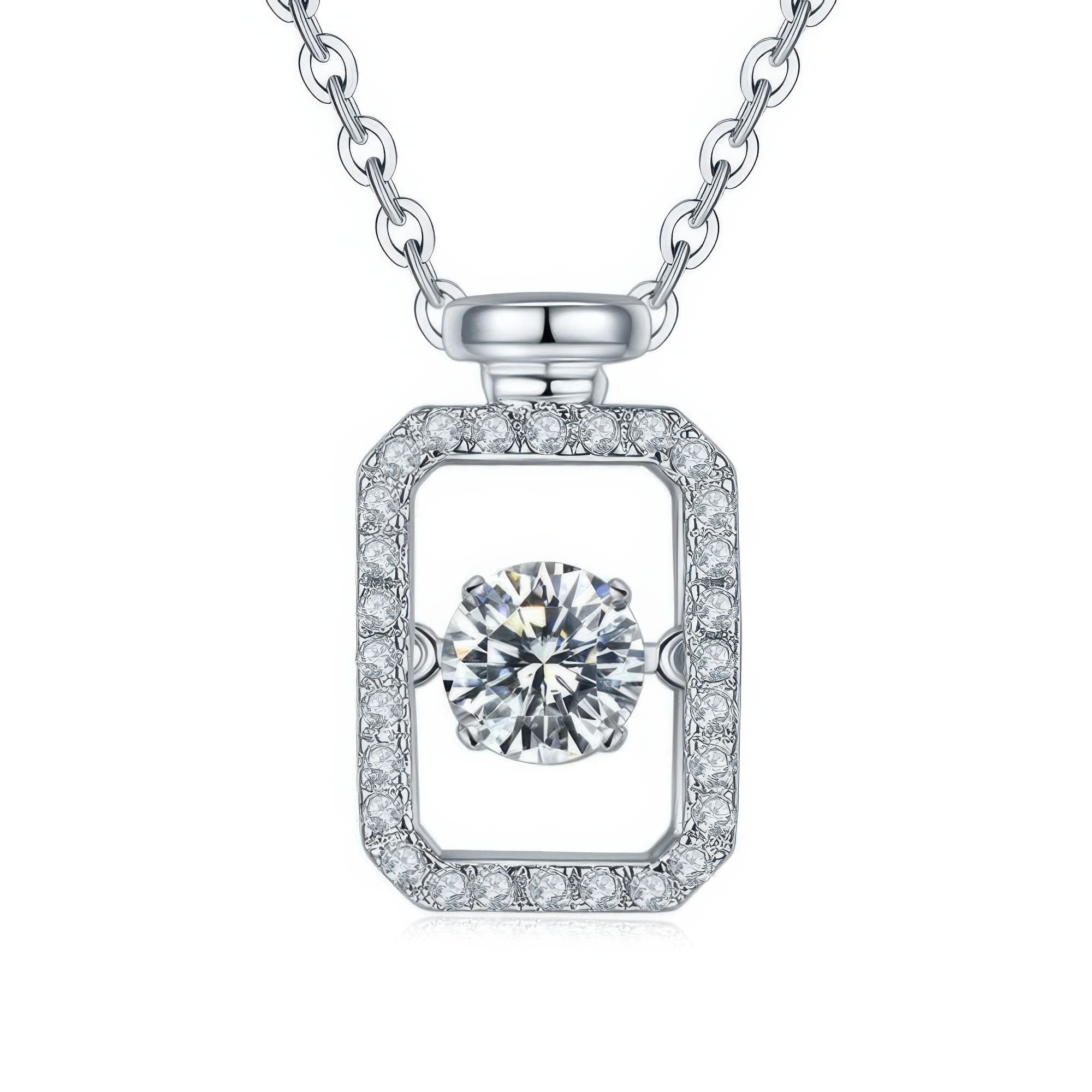 Heart Bottle Moissanite Pendant Necklace | Modern Geometric Design 925 Sterling Silver 0.5ct