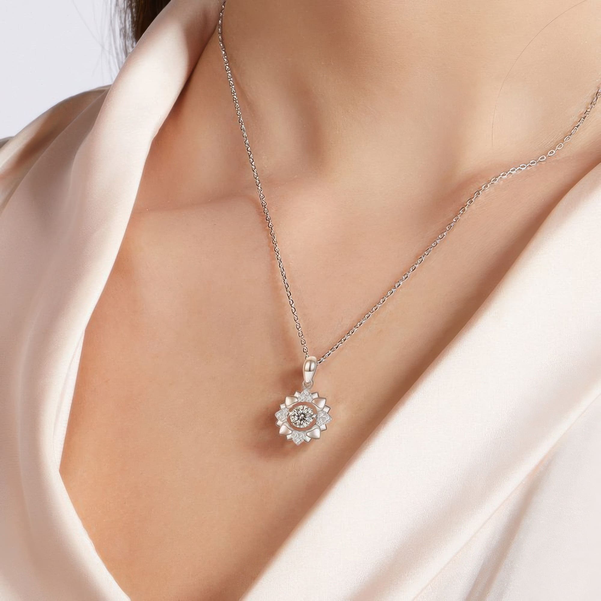 Minimalist Geometric Moissanite Heart Pendant | 925 Sterling Silver 0.5ct Fashion Necklace - Image 2