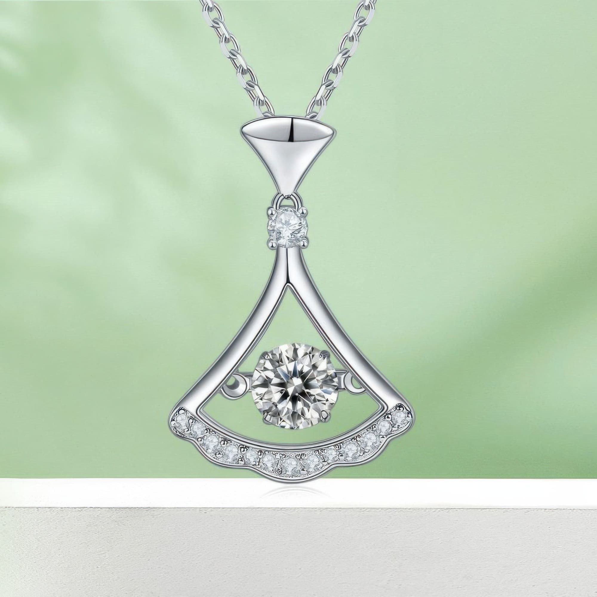 Dancing Dress Moissanite Pendant Necklace | 925 Sterling Silver Fashion Jewelry for Women - Image 6