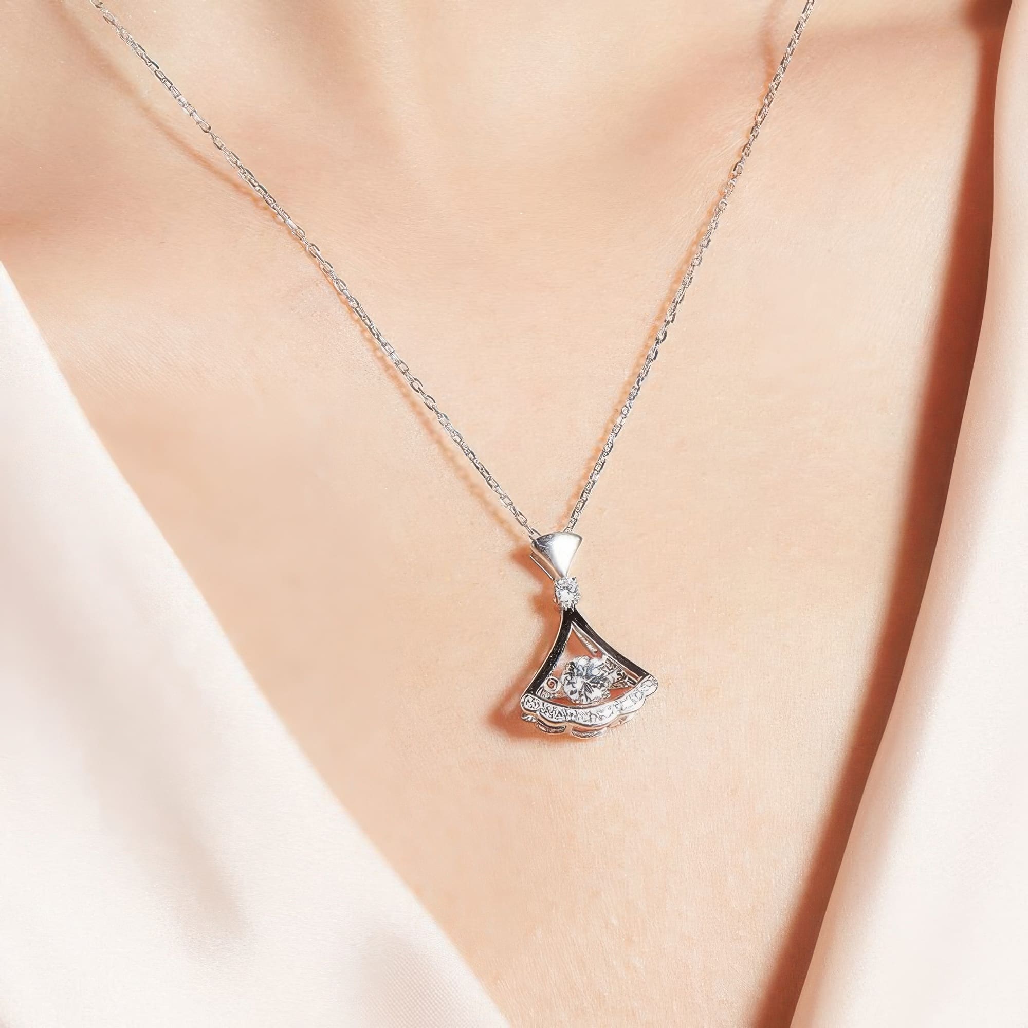 Dancing Dress Moissanite Pendant Necklace | 925 Sterling Silver Fashion Jewelry for Women - Image 2