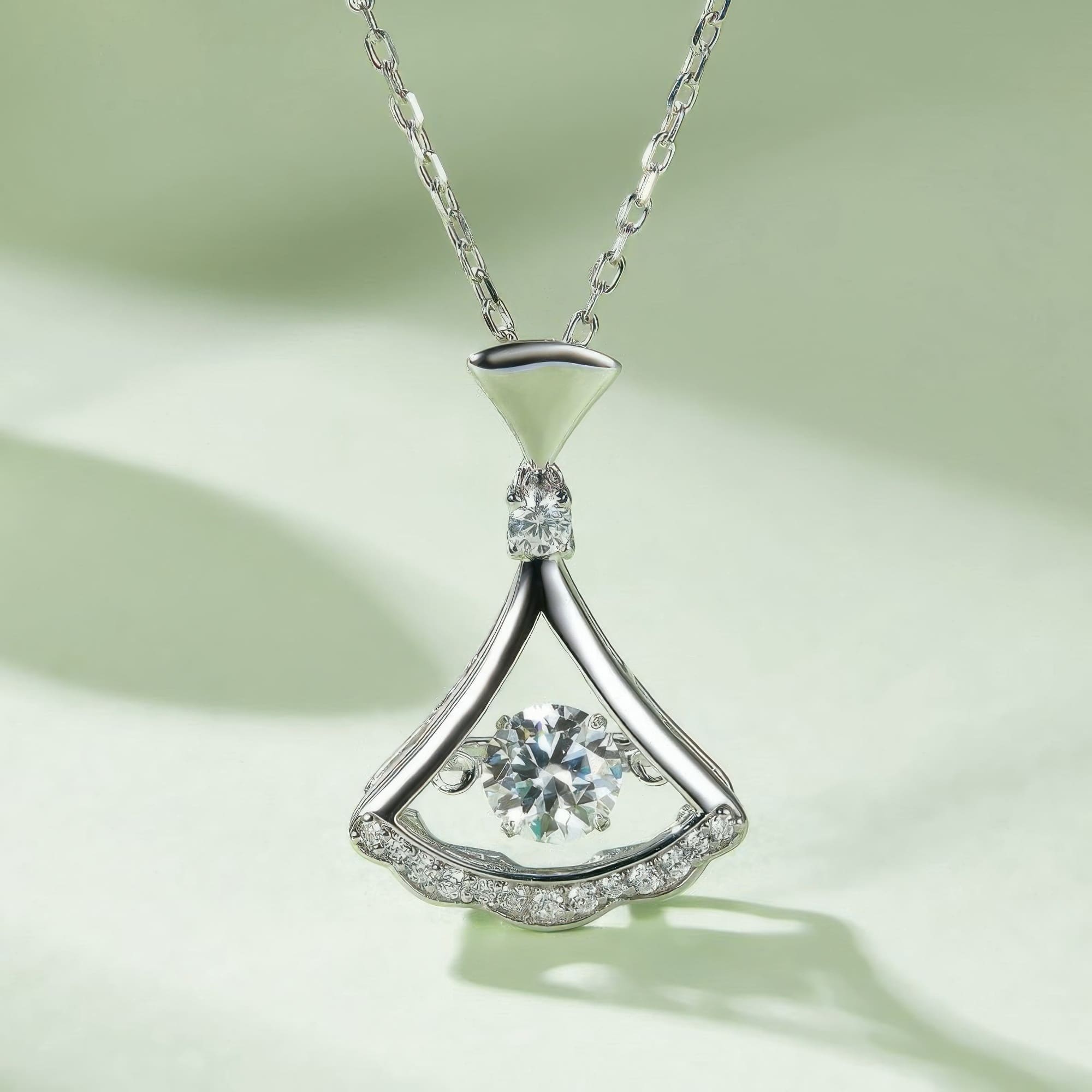 Dancing Dress Moissanite Pendant Necklace | 925 Sterling Silver Fashion Jewelry for Women - Image 3