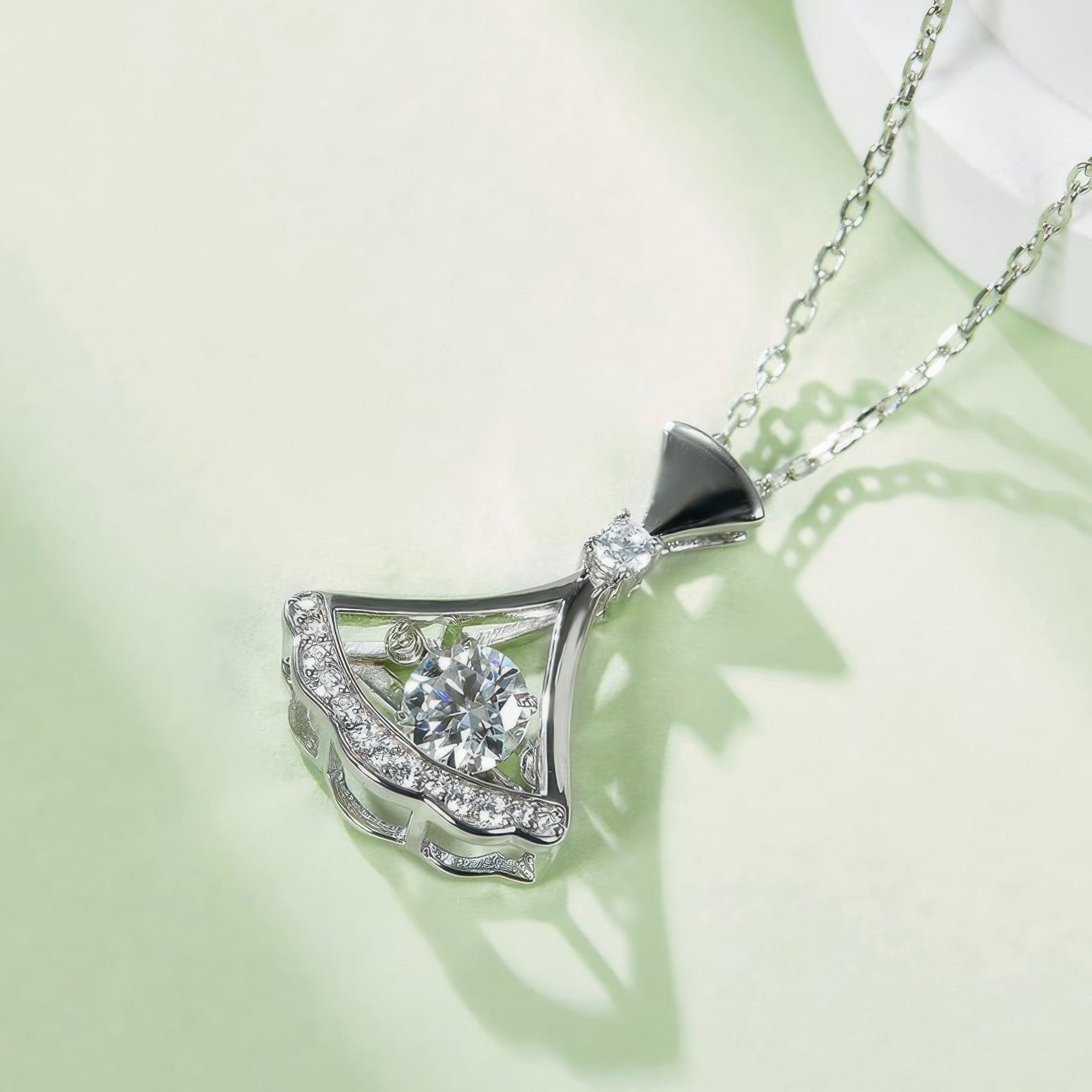 Dancing Dress Moissanite Pendant Necklace | 925 Sterling Silver Fashion Jewelry for Women - Image 4