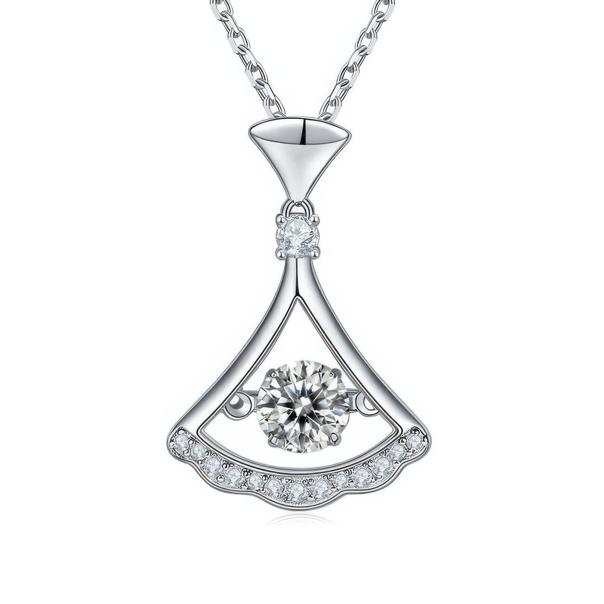 Dancing Dress Moissanite Pendant Necklace | 925 Sterling Silver Fashion Jewelry for Women