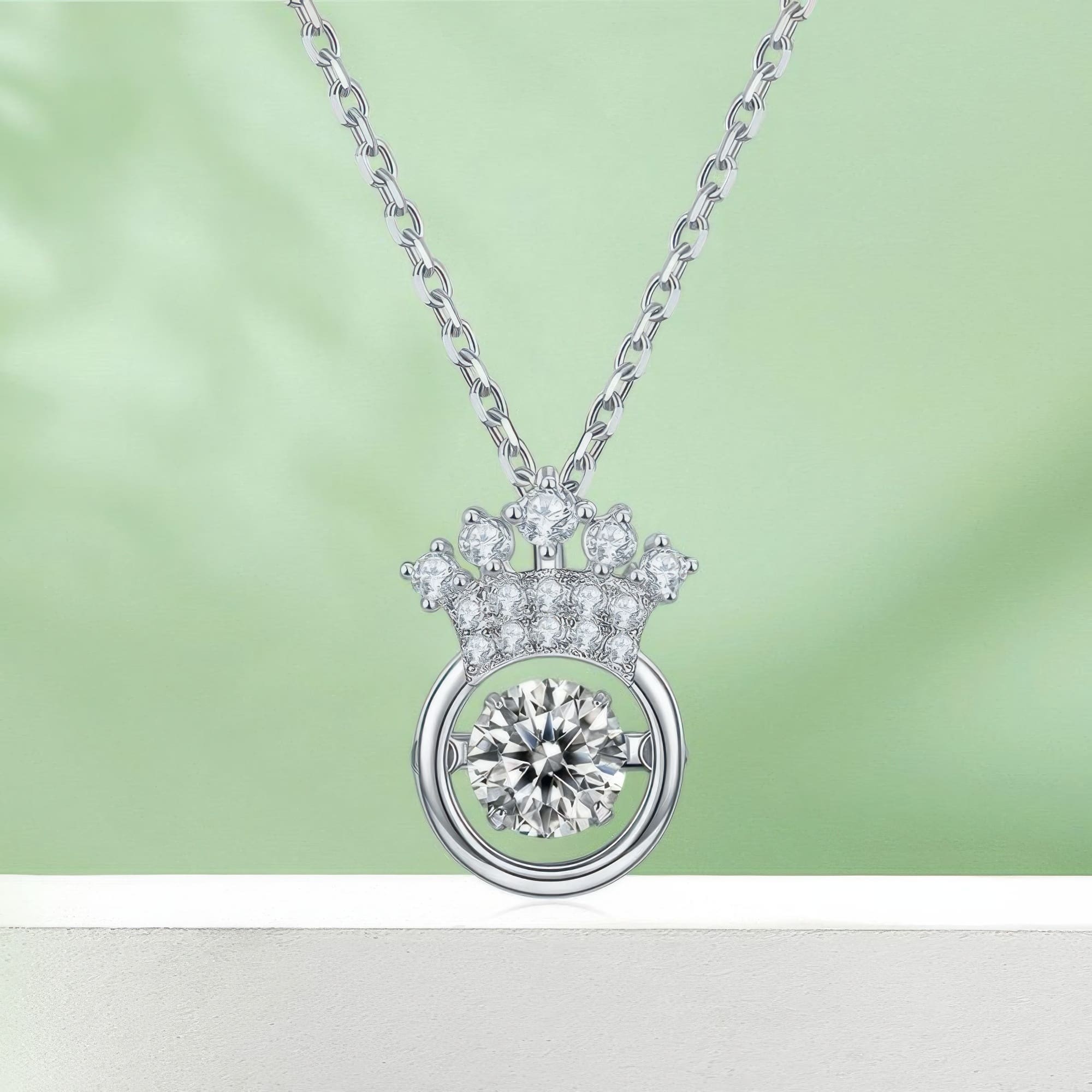 Crown Moissanite Pendant Necklace | 925 Sterling Silver Princess Dainty Jewelry - Image 6