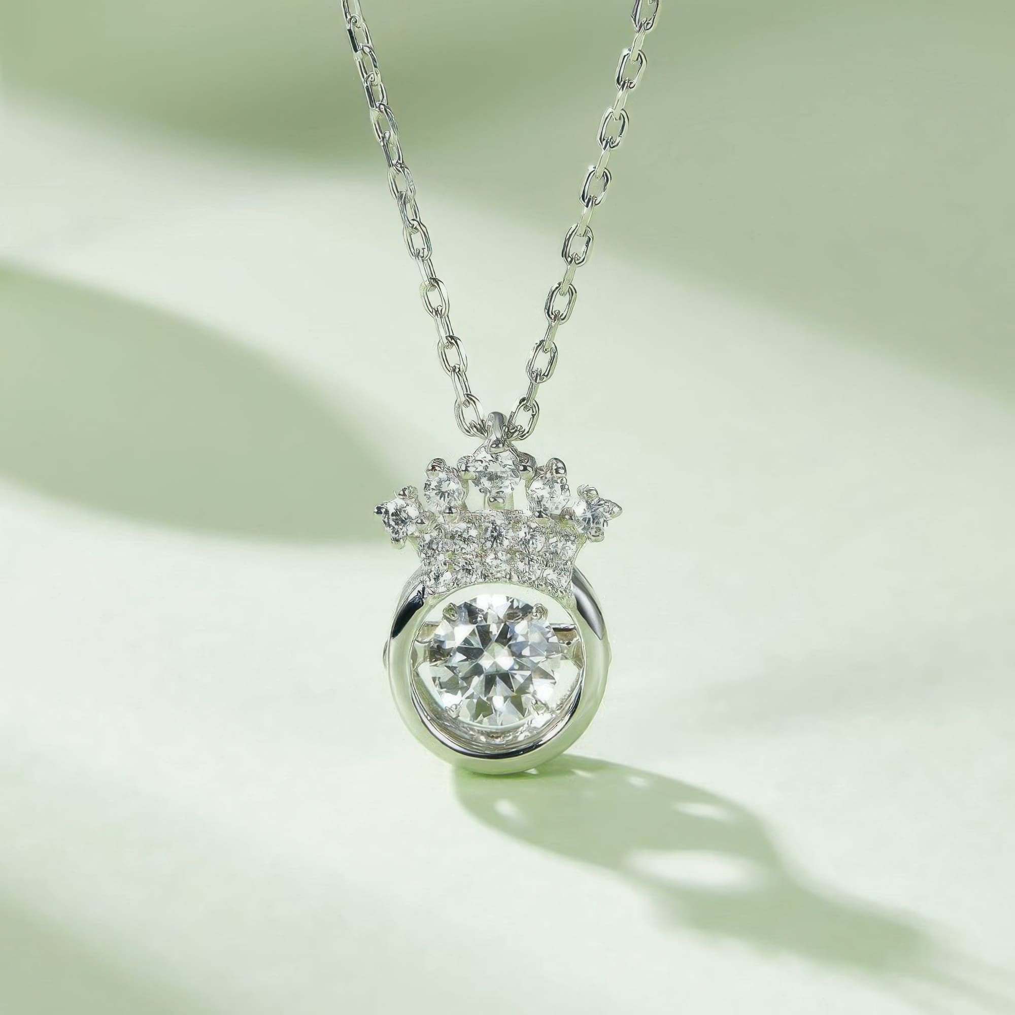 Crown Moissanite Pendant Necklace | 925 Sterling Silver Princess Dainty Jewelry - Image 3
