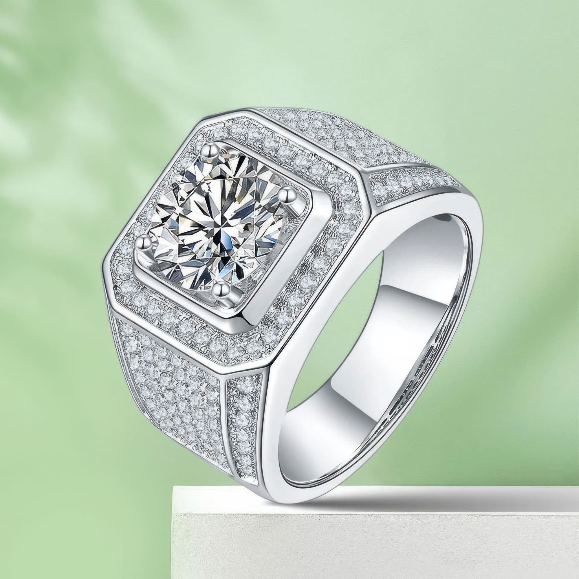 3CT Men's Moissanite Statement Ring | Bold Geometric Design - Image 5