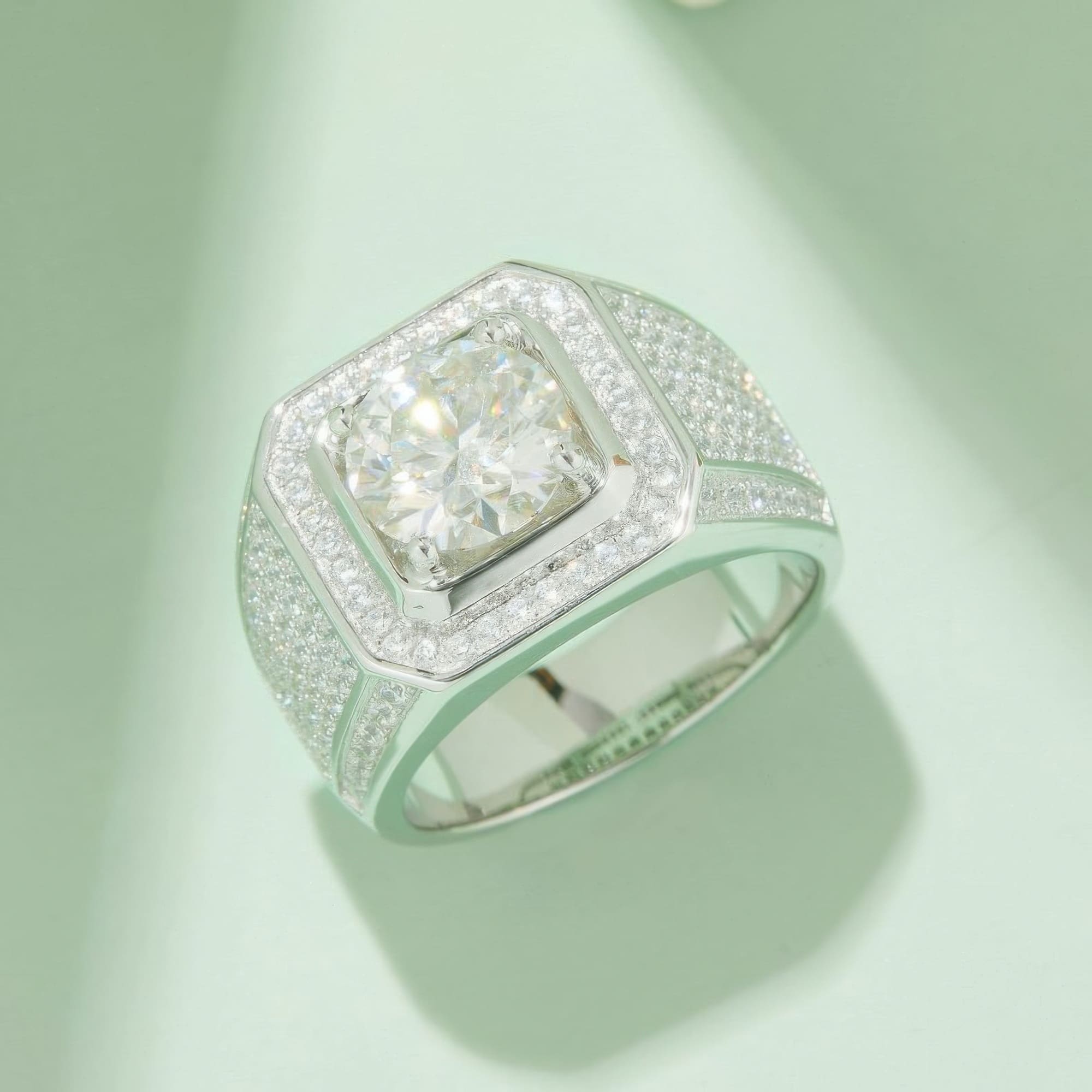 3CT Men's Moissanite Statement Ring | Bold Geometric Design - Image 2