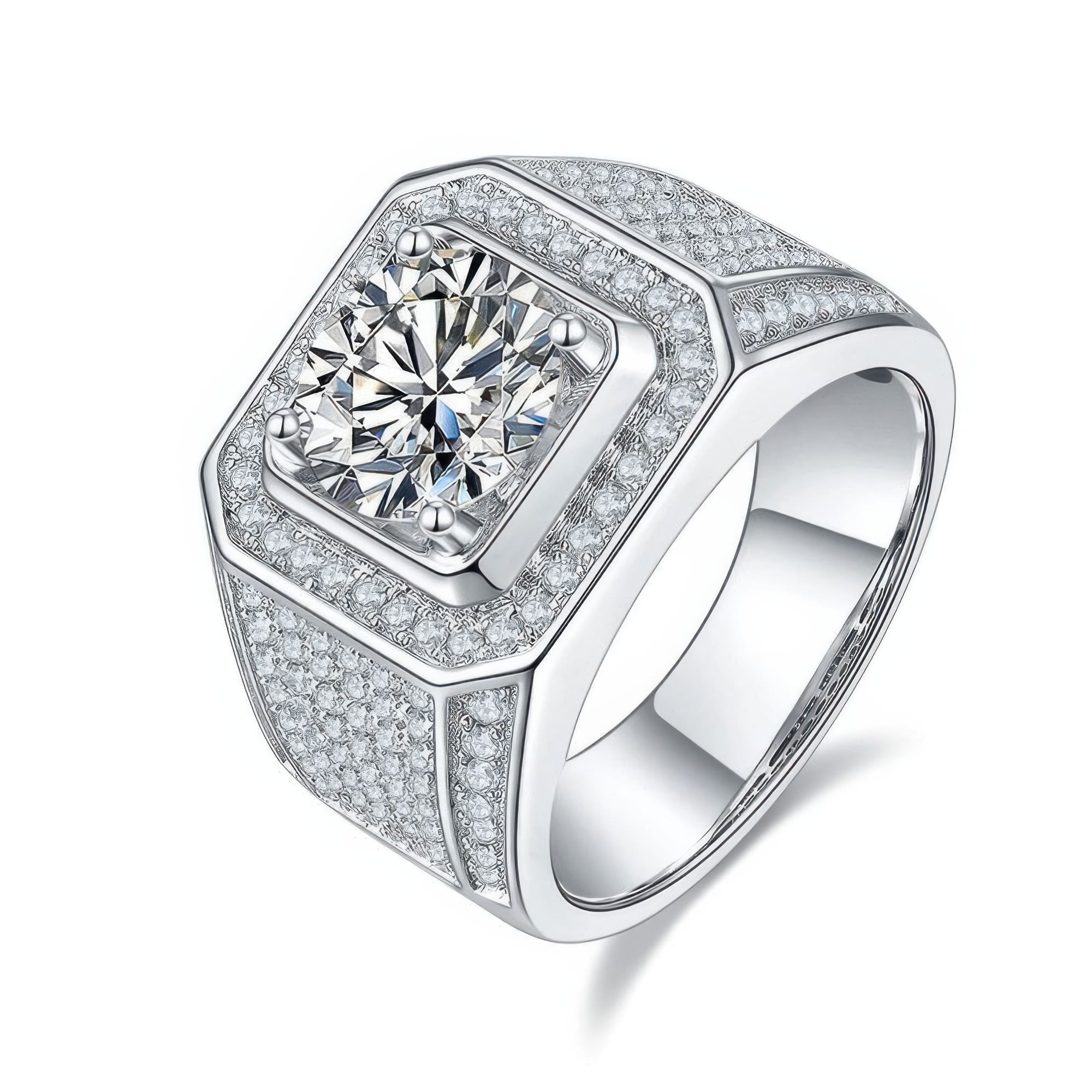 3CT Men's Moissanite Statement Ring | Bold Geometric Design