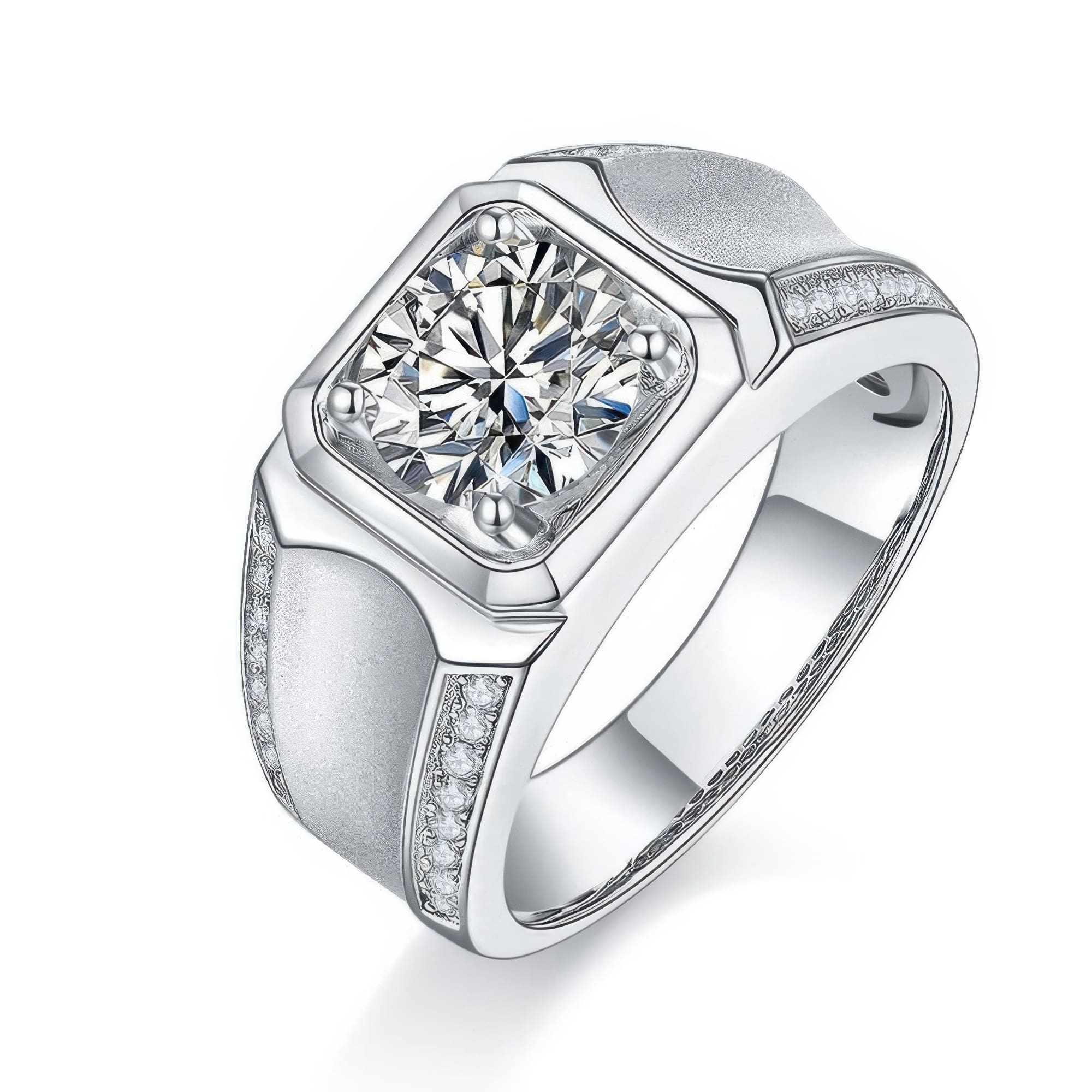 Men's 2 Carat Moissanite Ring | Modern Geometric Design